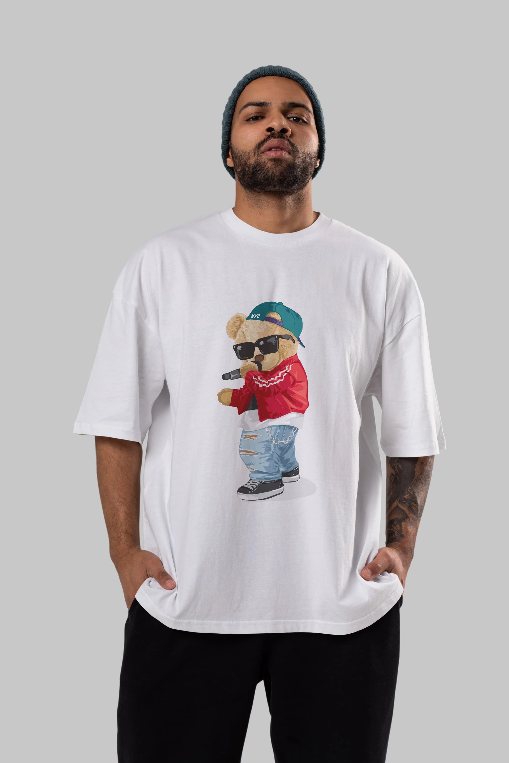 Teddy Bear Şarkıcı Ön Baskılı Oversize t-shirt Erkek Kadın Unisex %100 Pamuk