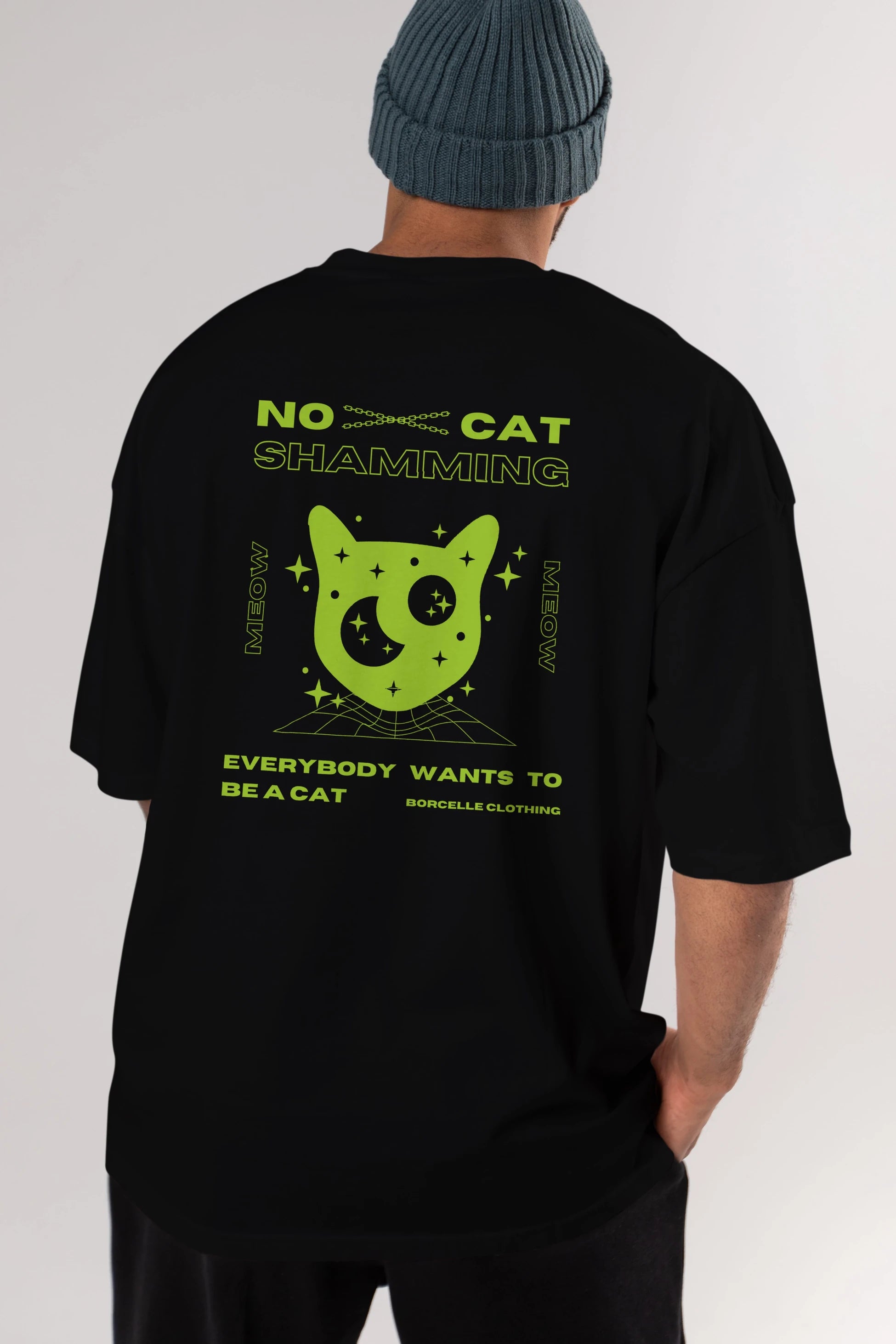 No Cat Shamming Yazılı Arka Baskılı Oversize t-shirt Erkek Kadın Unisex
