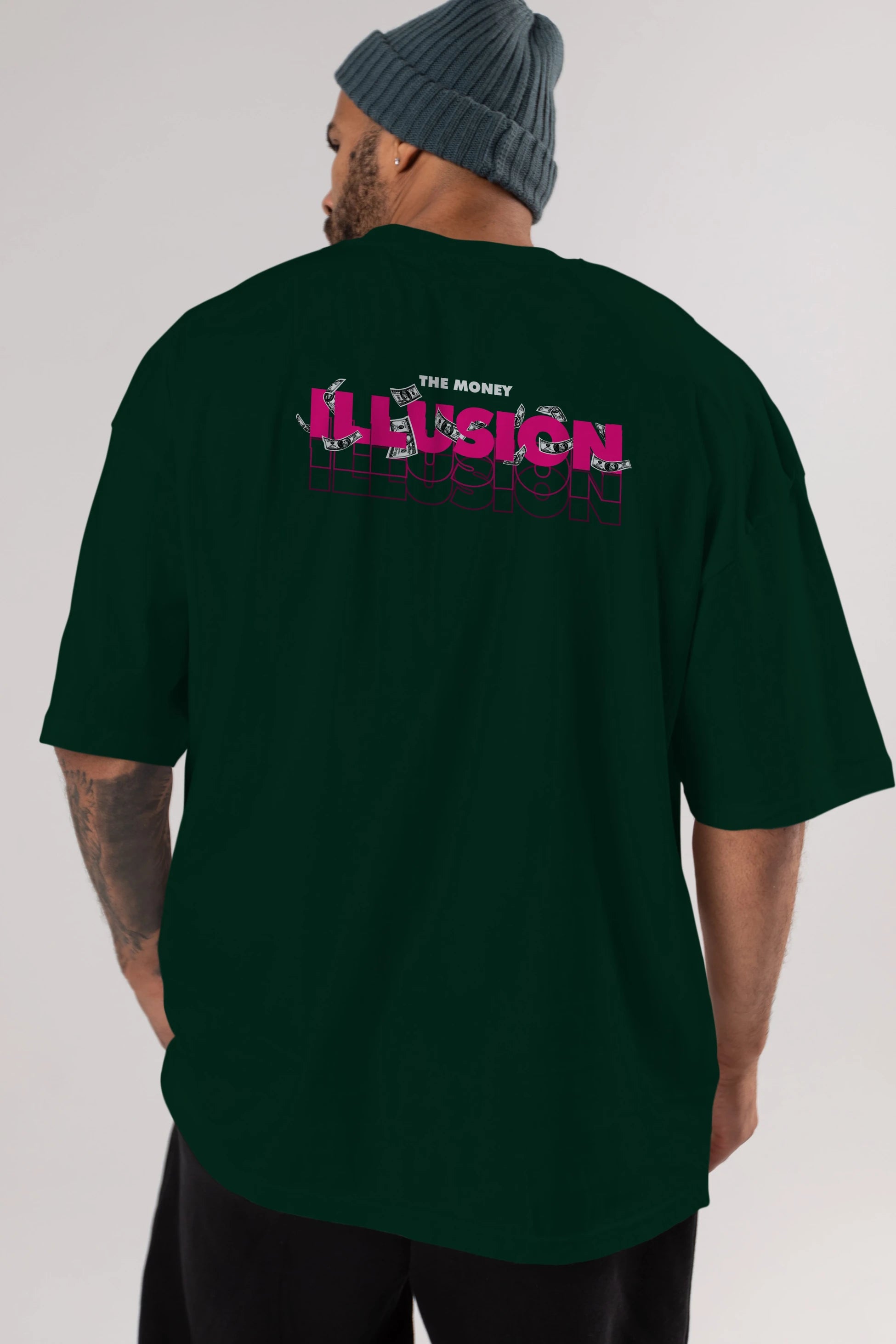 The Money Illusion Arka Baskılı Oversize t-shirt Erkek Kadın Unisex