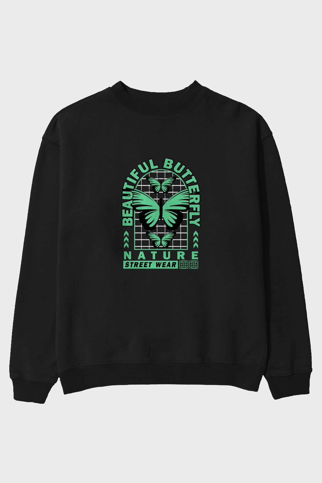 Beautiful Butterfly Ön Baskılı Oversize Sweatshirt Erkek Kadın Unisex