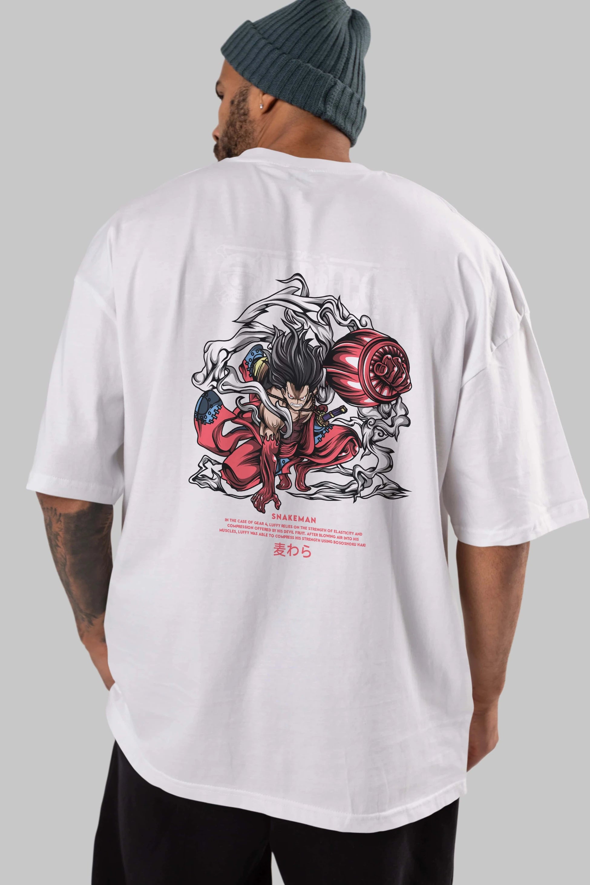 One Piece Snakeman Anime Arka Baskılı Oversize t-shirt Erkek Kadın Unisex
