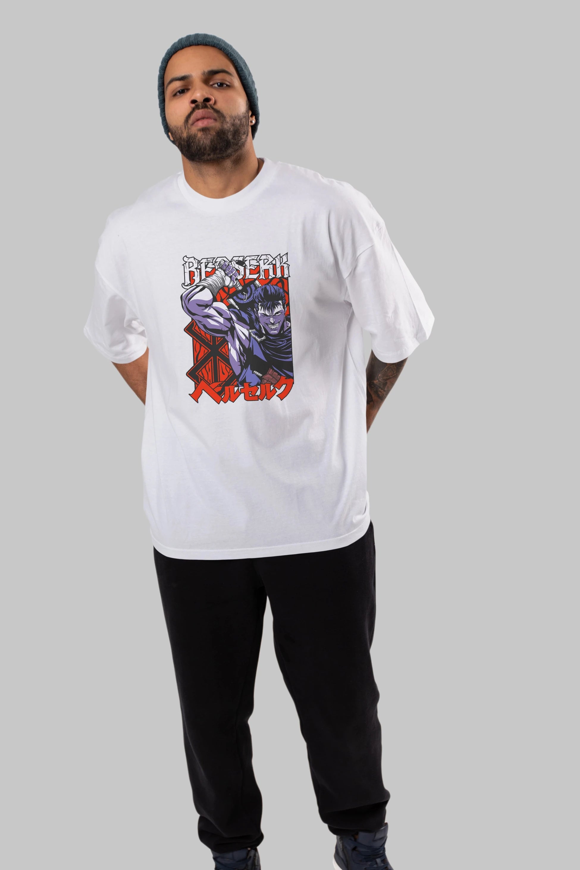 GUTS berserk Anime Ön Baskılı Oversize t-shirt %100 pamuk Erkek Kadın Unisex