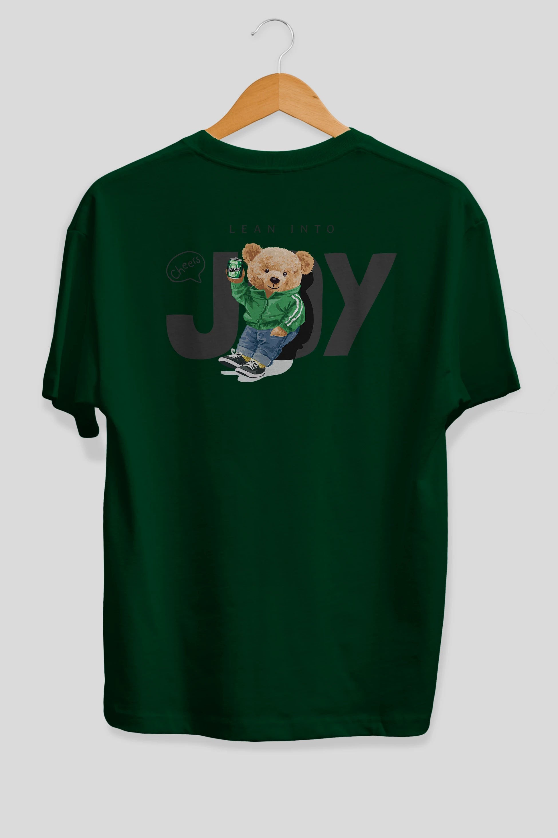 Teddy Bear Joy Arka Baskılı Oversize t-shirt Erkek Kadın Unisex %100 Pamuk