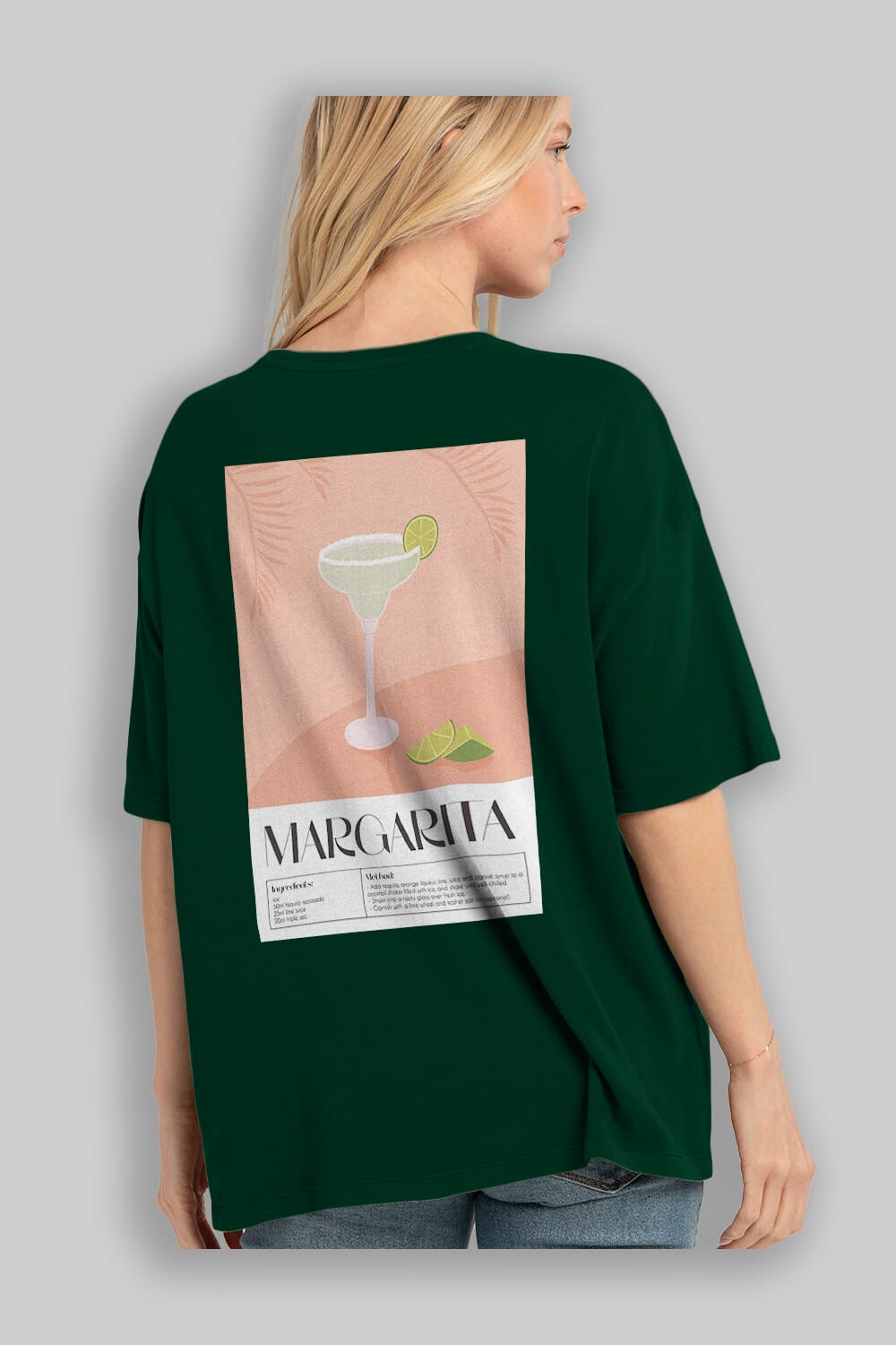 Margarita 5 Arka Baskılı Oversize t-shirt Erkek Kadın Unisex %100 Pamuk Bisiklet Yaka tişort