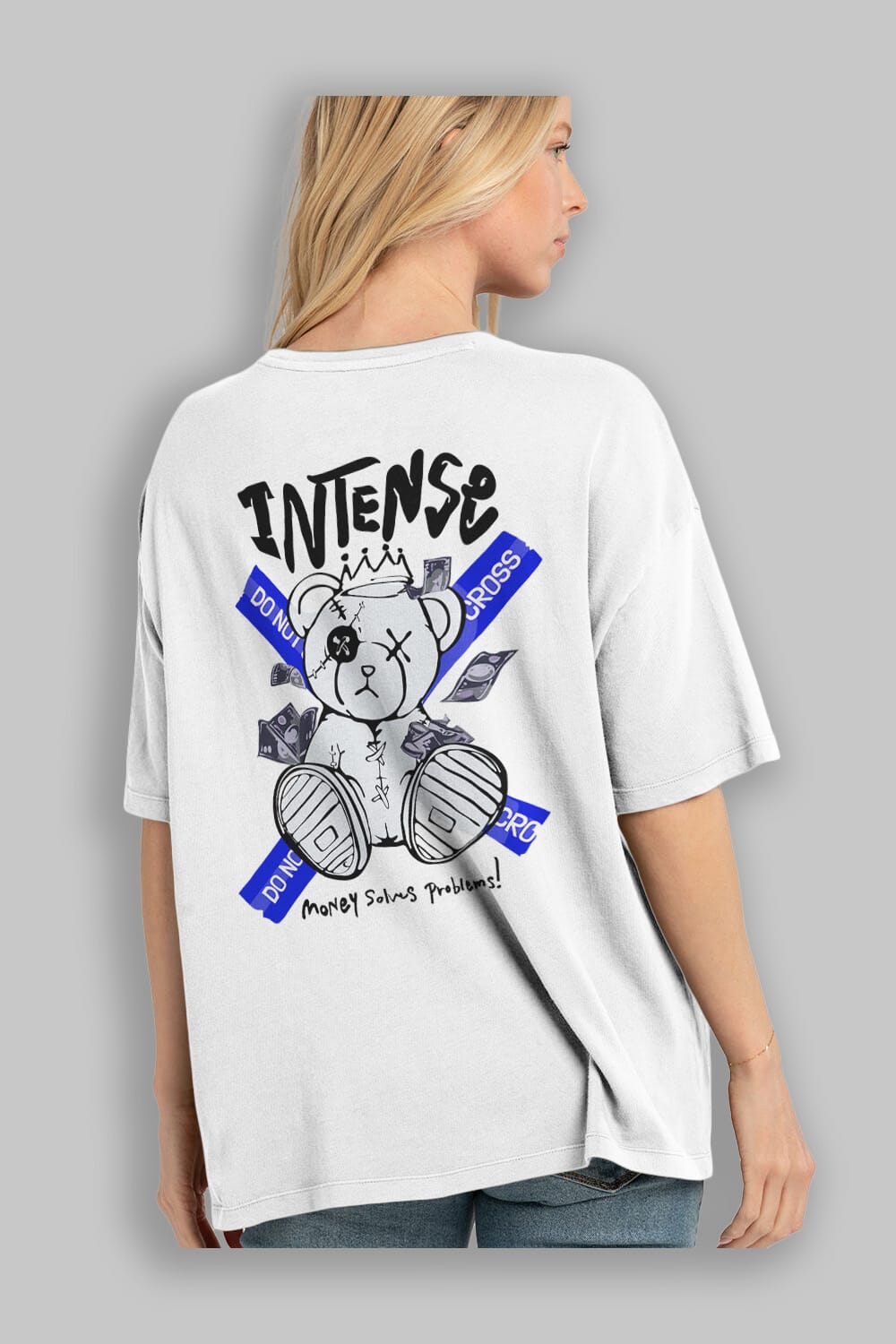 Teddy Bear intense Arka Baskılı Oversize t-shirt Erkek Kadın Unisex