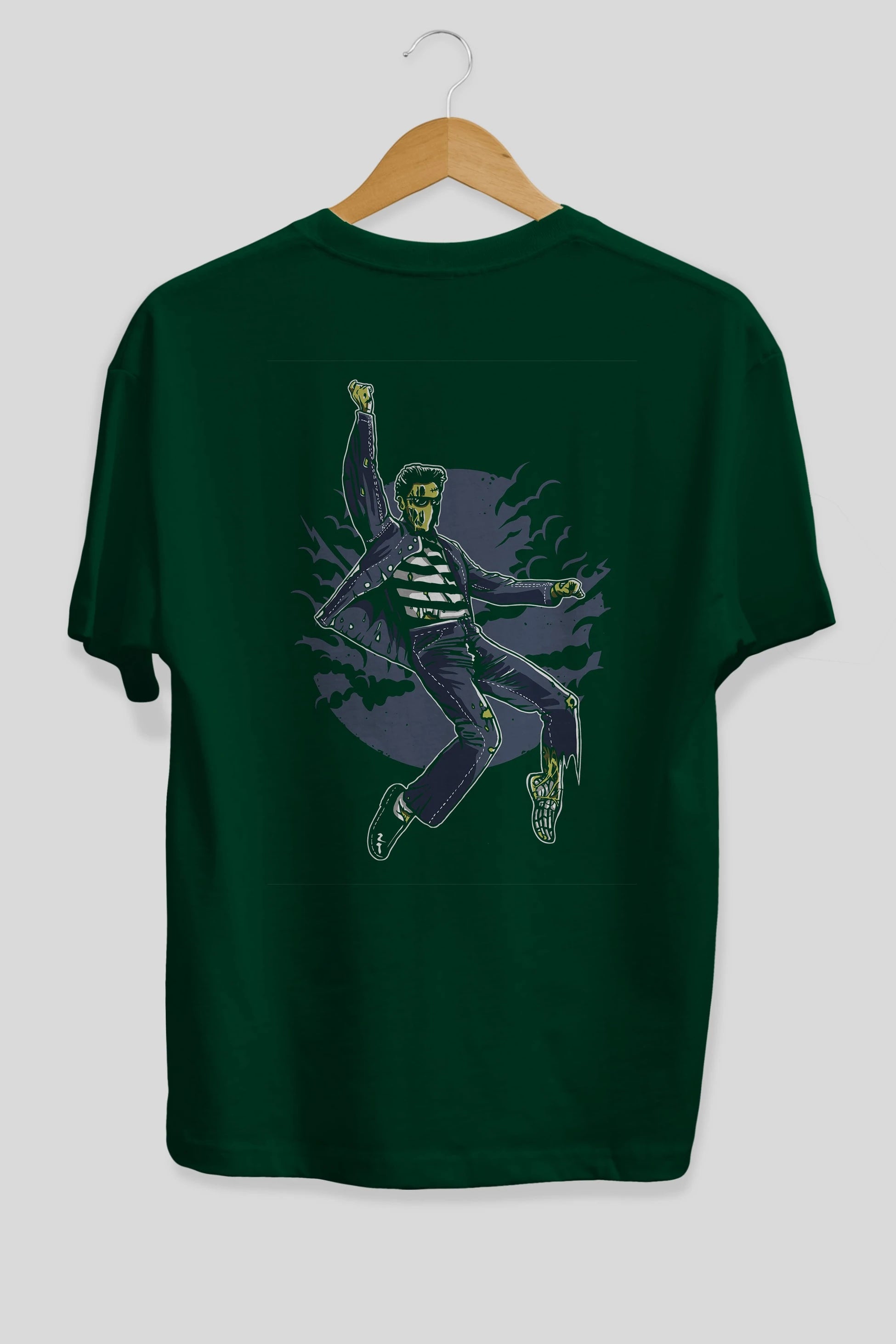 Zombie King Arka Baskılı Oversize t-shirt Erkek Kadın Unisex %100 Pamuk