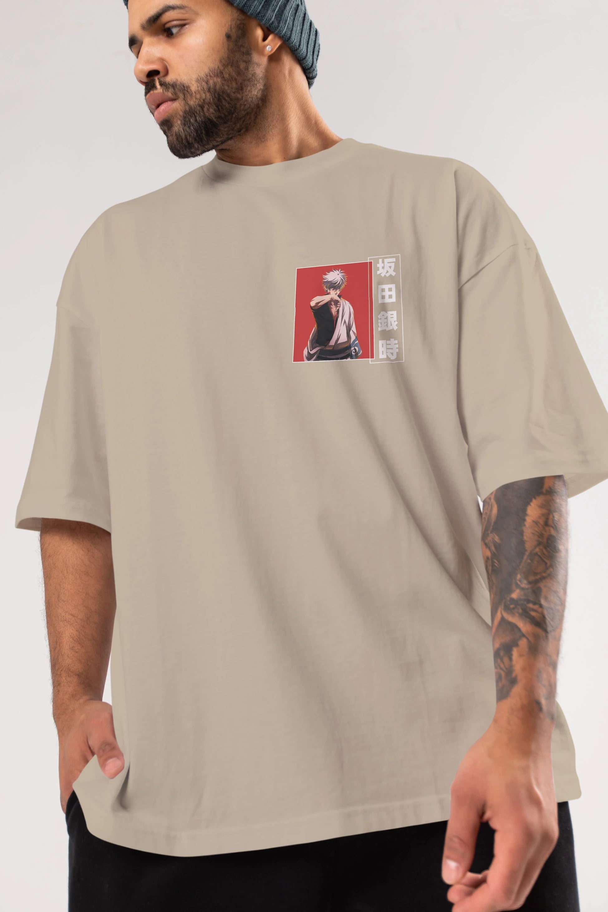 Gintoki Sakata GINTAMA 1 Ön Sol Baskılı Oversize t-shirt Erkek Kadın Unisex %100 Pamuk Bisiklet Yaka tişort