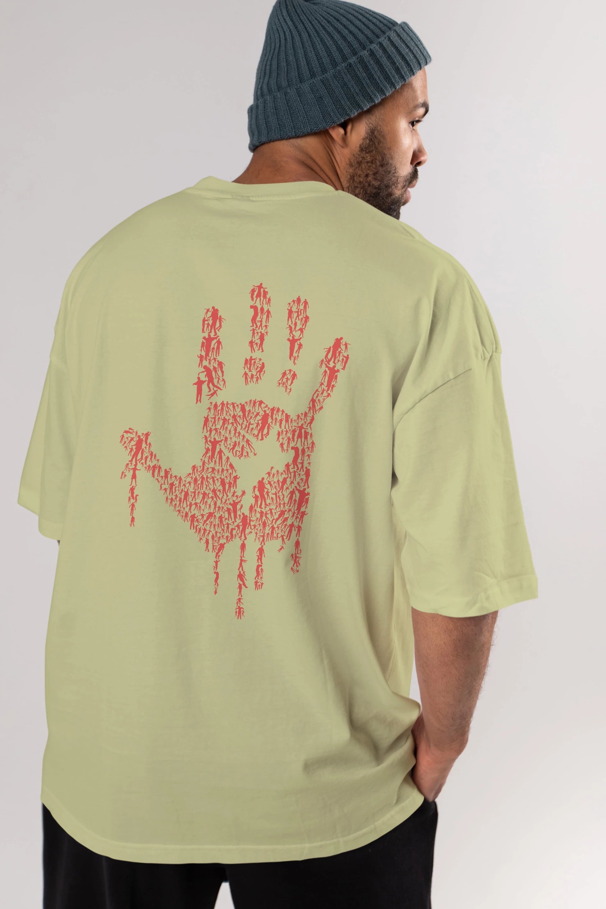 Hand Of Zombies Arka Baskılı Oversize t-shirt %100 pamuk Erkek Kadın Unisex