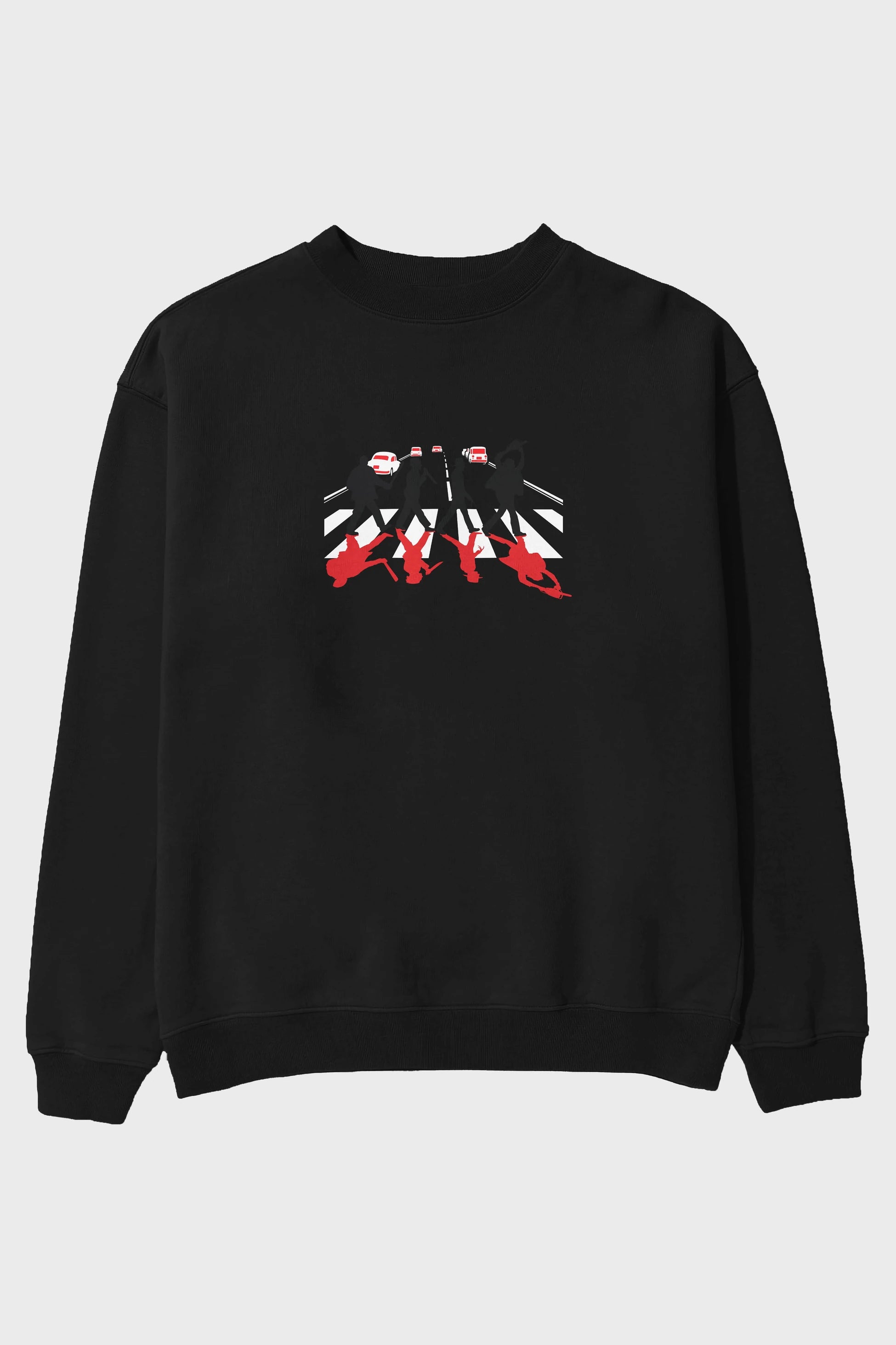 Abbey Road Killer Red Ön Baskılı Oversize Sweatshirt Erkek Kadın Unisex