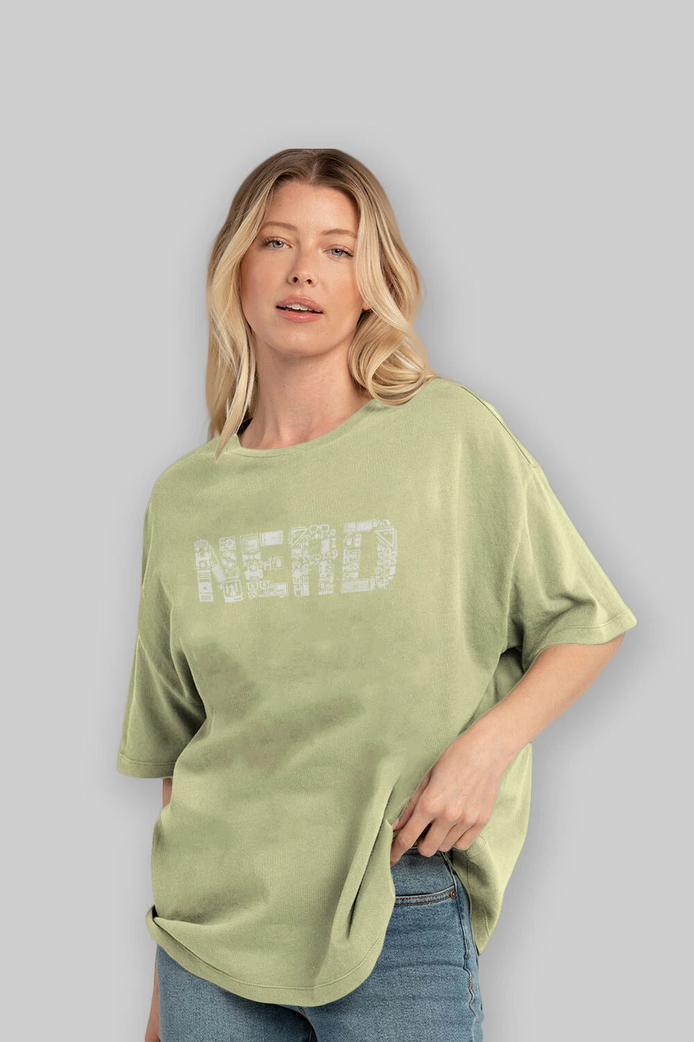 NERD Ön Baskılı Oversize t-shirt %100 pamuk Erkek Kadın Unisex