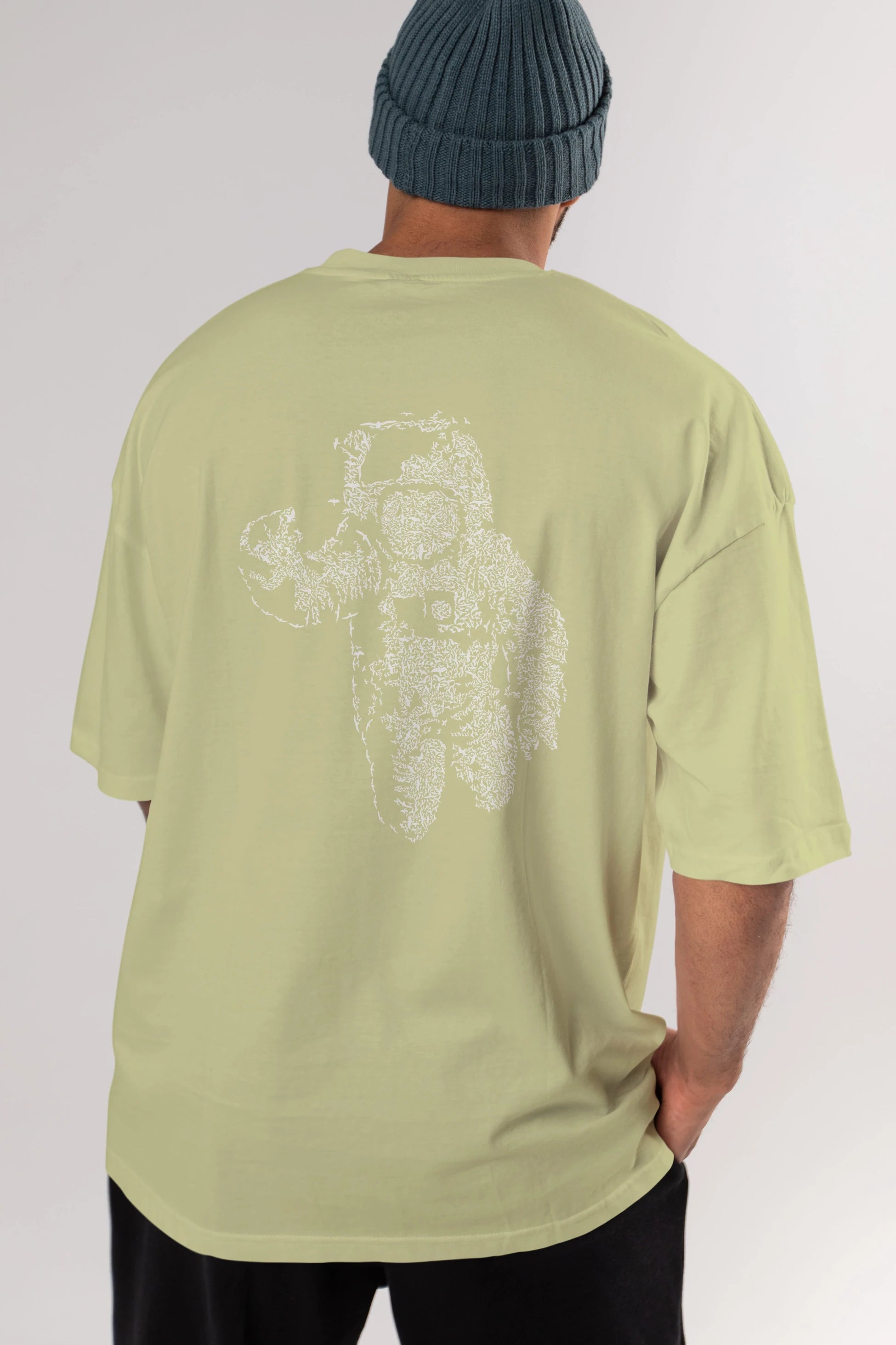 Flying Astronaut Arka Baskılı Oversize t-shirt %100 pamuk Erkek Kadın Unisex