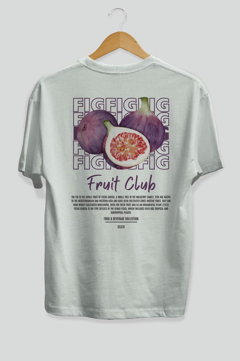 Fig Arka Baskılı Oversize t-shirt Erkek Kadın Pamuk Bisiklet Yaka tişort