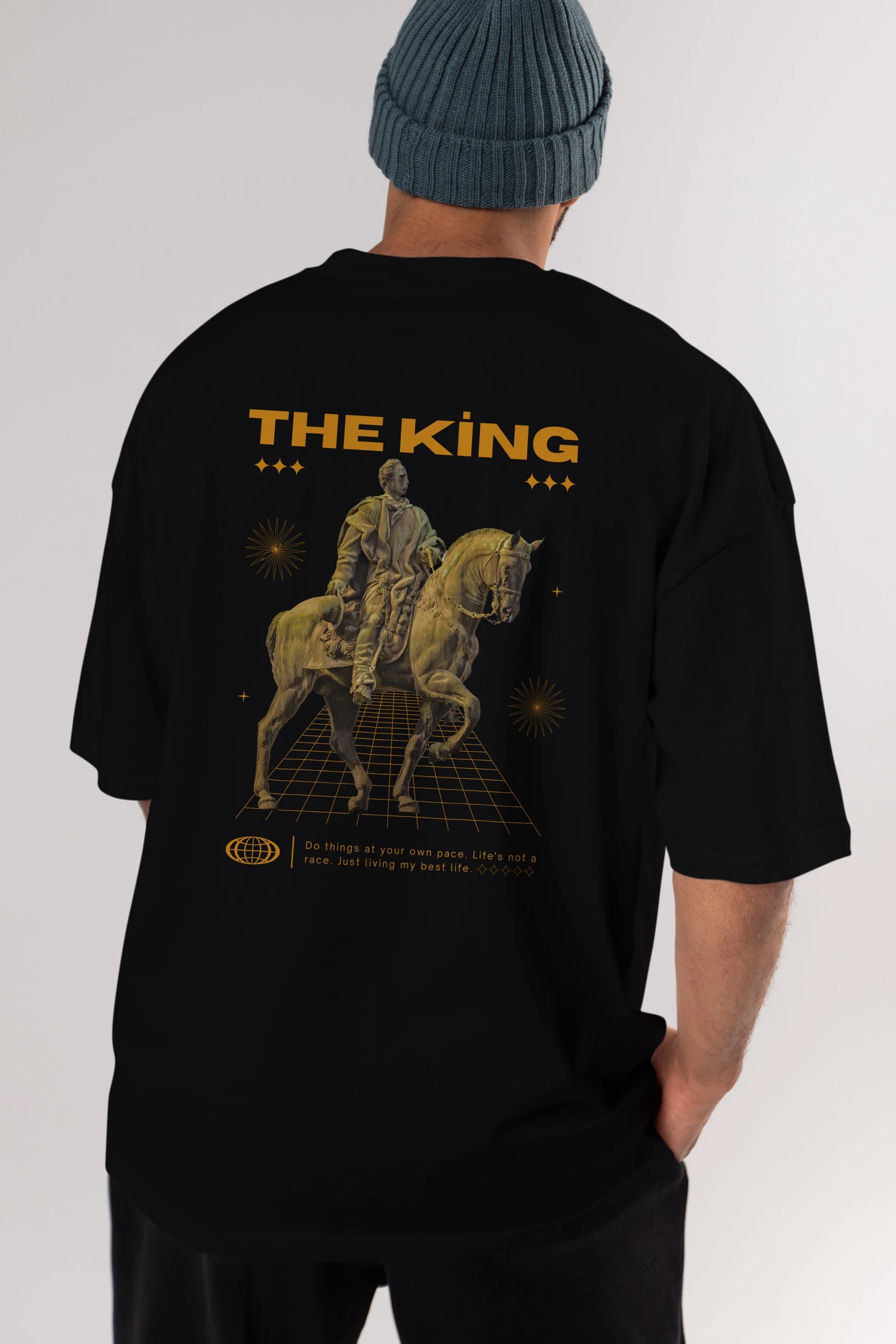 The King Yazılı Arka Baskılı Oversize t-shirt Erkek Kadın Unisex