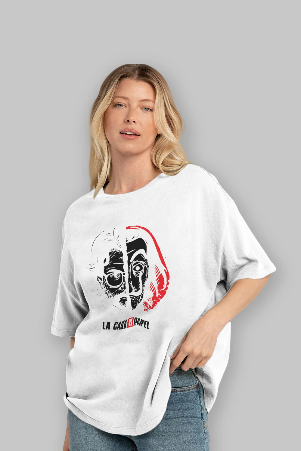 La Casa De Papel (9) Ön Baskılı Oversize t-shirt Erkek Kadın Unisex %100 Pamuk Bisiklet Yaka tişort