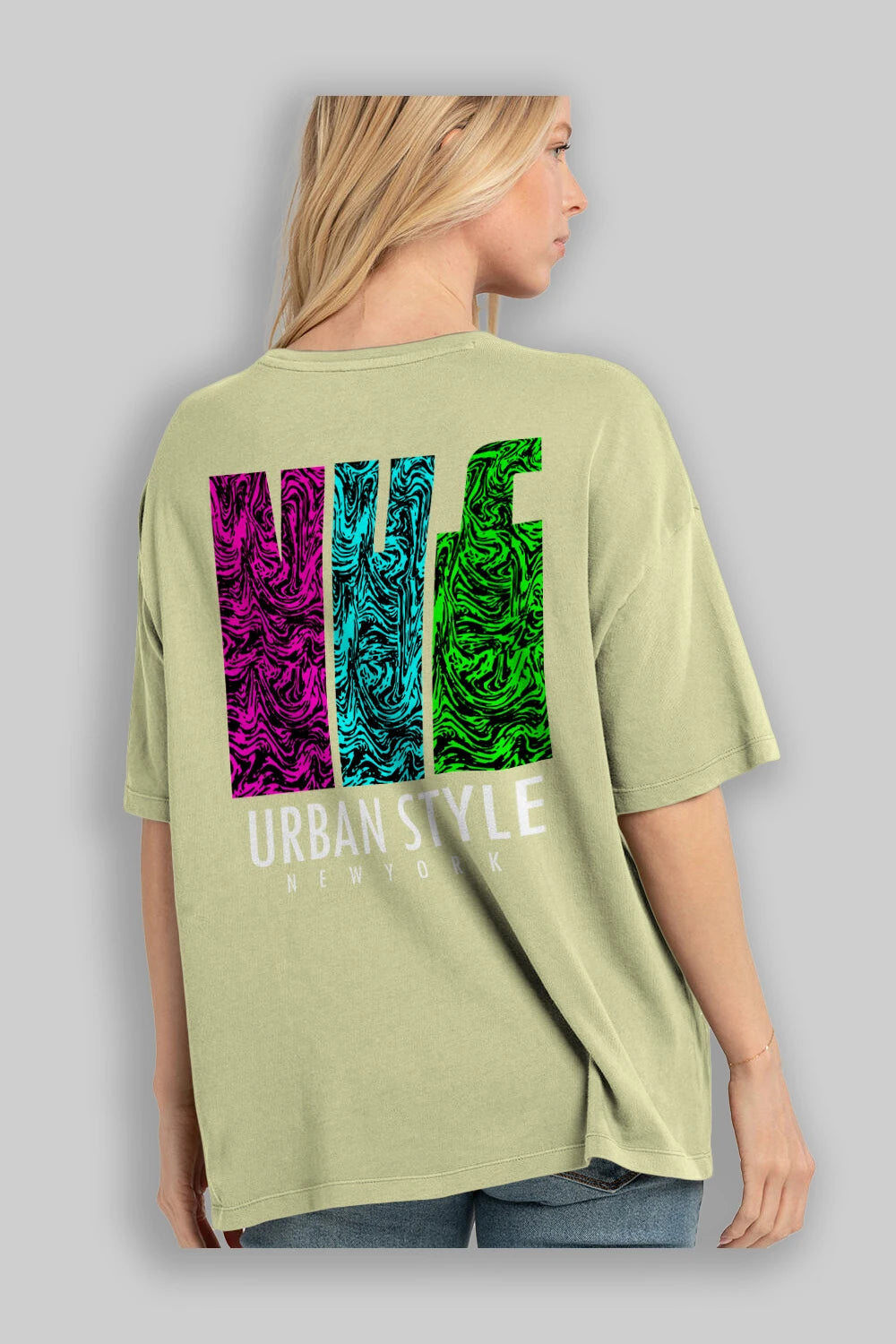 Urban Style Newyork Arka Baskılı Oversize t-shirt Erkek Kadın Unisex