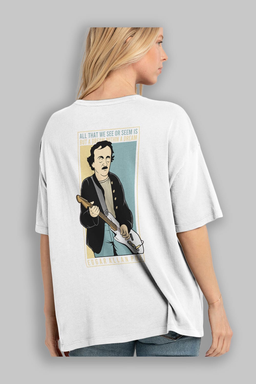 Edgar Alan Cobain Arka Baskılı Oversize t-shirt Erkek Kadın Unisex %100 Pamuk tişort