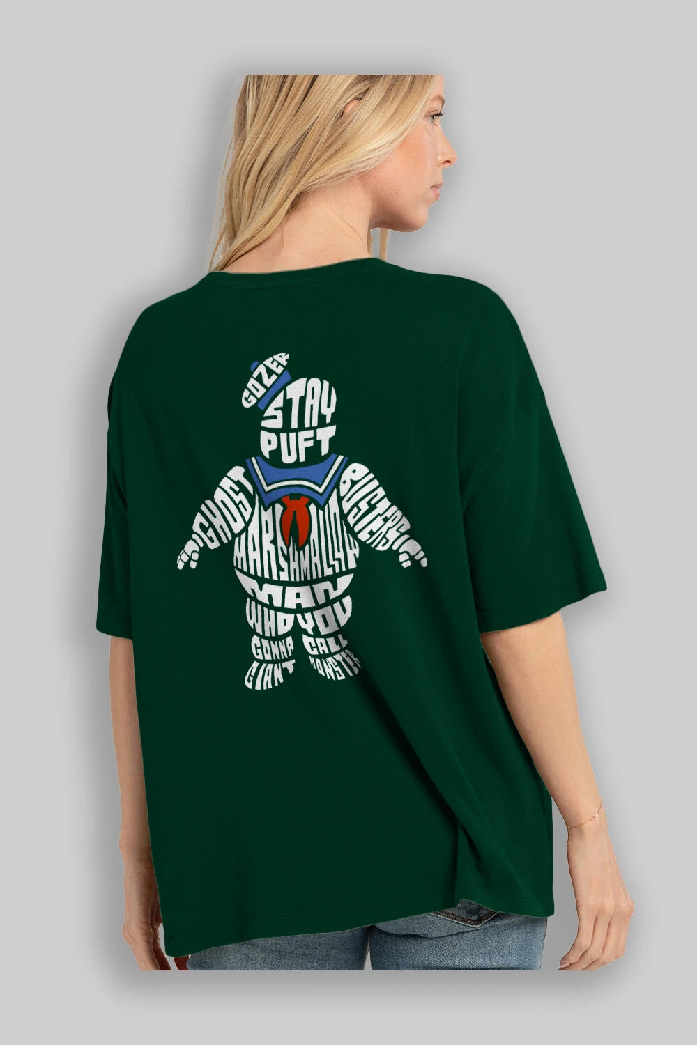 Stay Puft Arka Baskılı Oversize t-shirt %100 pamuk Erkek Kadın Unisex