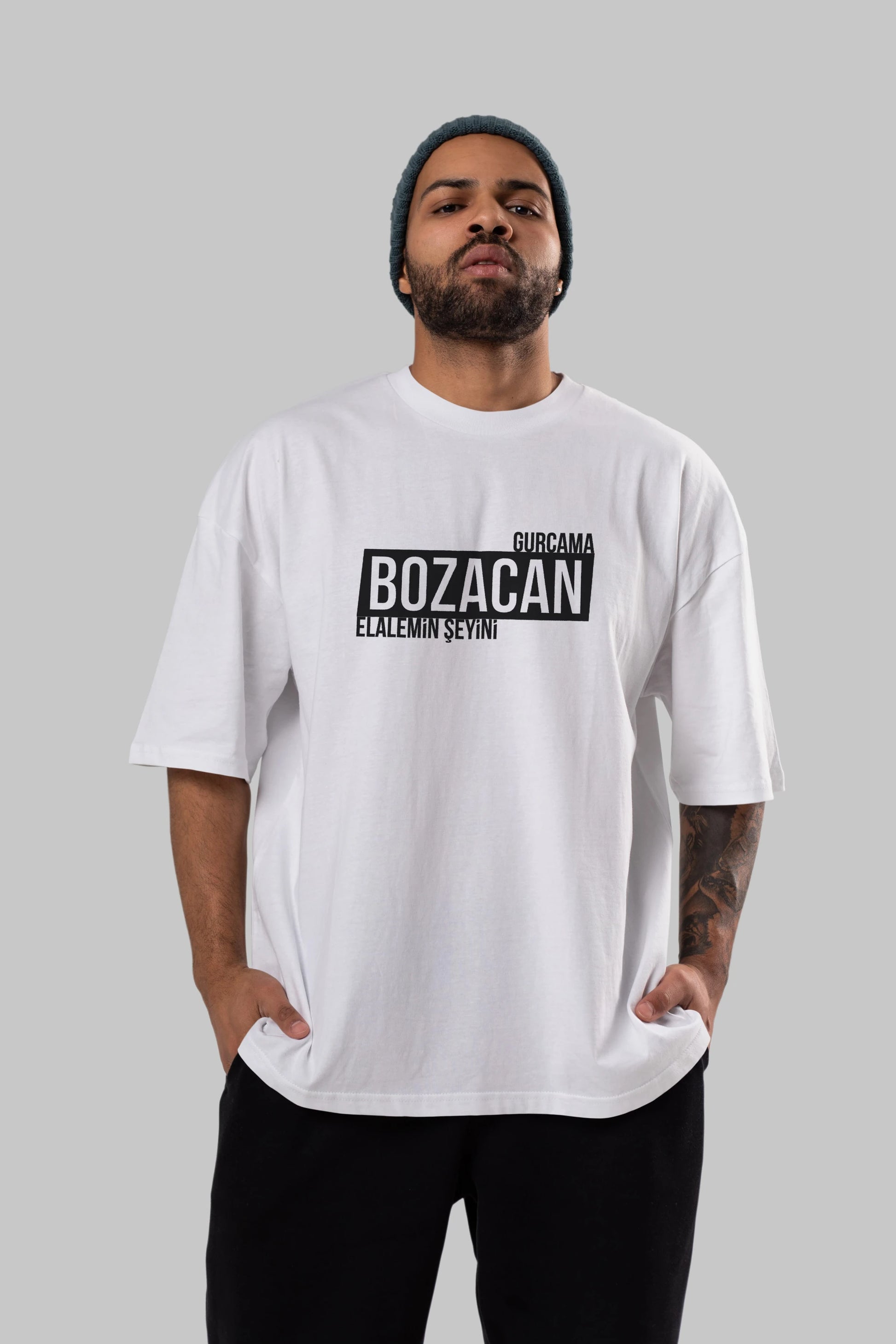 Gurcama Bozacan Elalemin Ön Baskılı Oversize t-shirt %100 pamuk Erkek Kadın Unisex