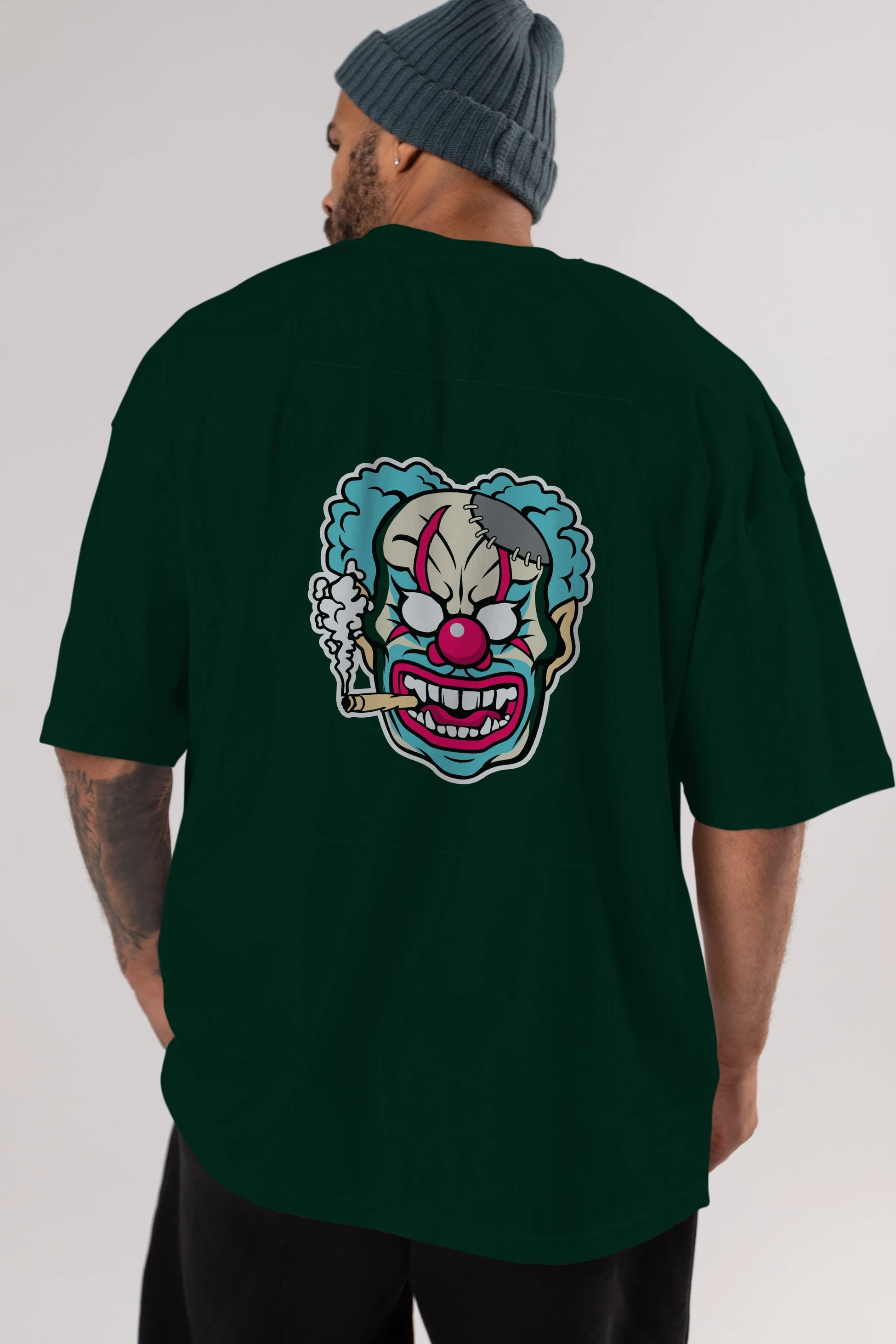 Clown Beast Arka Baskılı Oversize t-shirt Erkek Kadın Unisex %100 Pamuk tişort