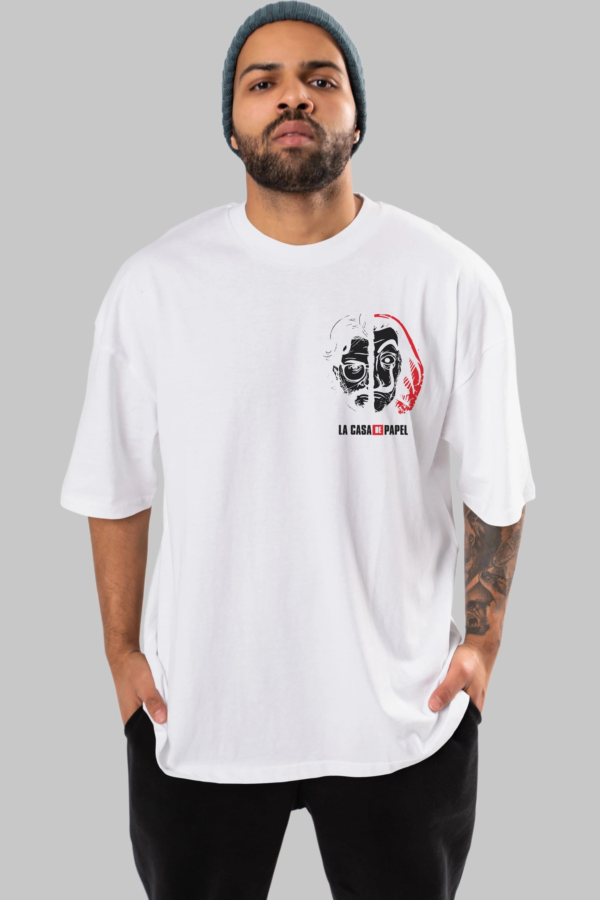 La Casa De Papel (9) Ön Sol Baskılı Oversize t-shirt Erkek Kadın Unisex %100 Pamuk Bisiklet Yaka tişort