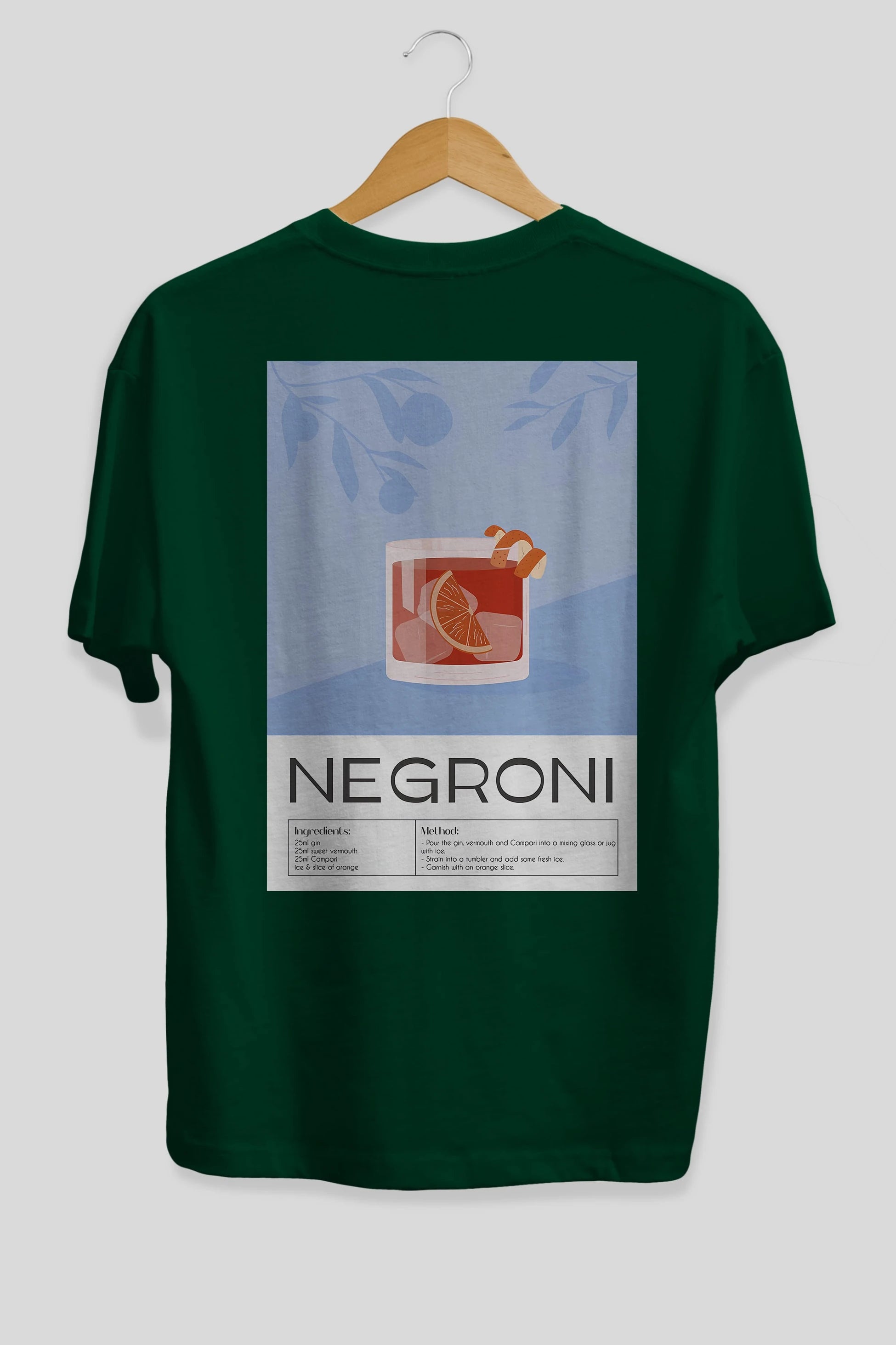 Negroni Arka Baskılı Oversize t-shirt Erkek Kadın Unisex %100 Pamuk Bisiklet Yaka tişort
