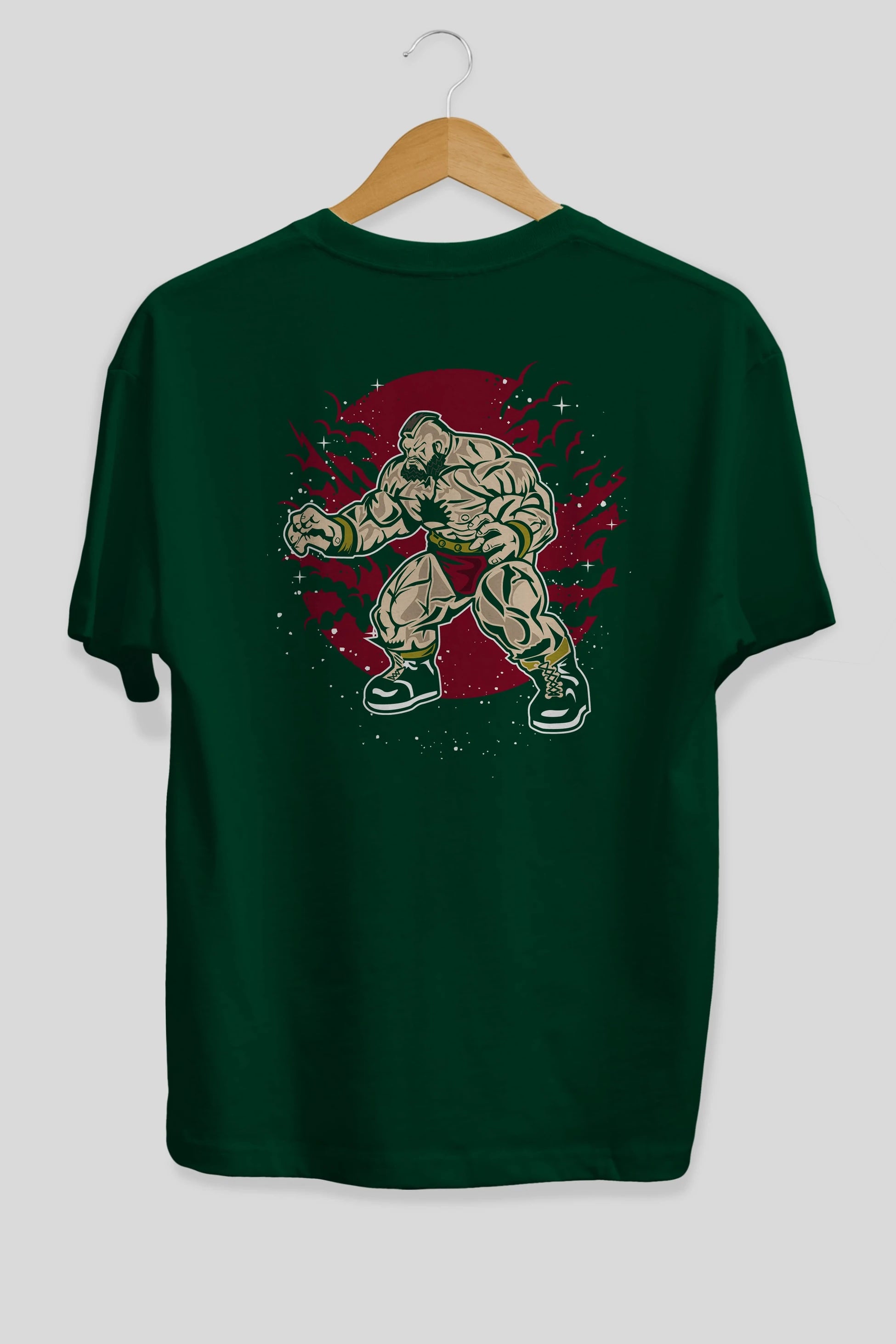 ZANGGIEF Arka Baskılı Oversize t-shirt Erkek Kadın Unisex %100 Pamuk