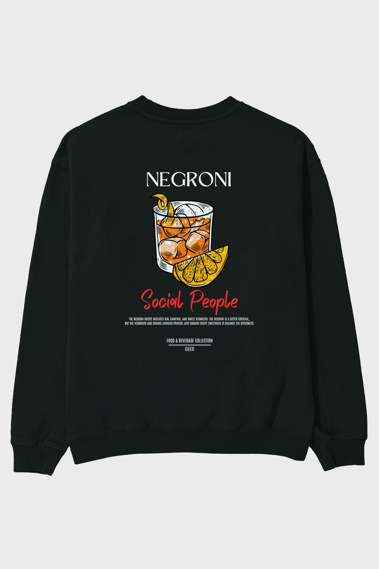 Negroni Arka Baskılı Oversize Sweatshirt Erkek Kadın Unisex