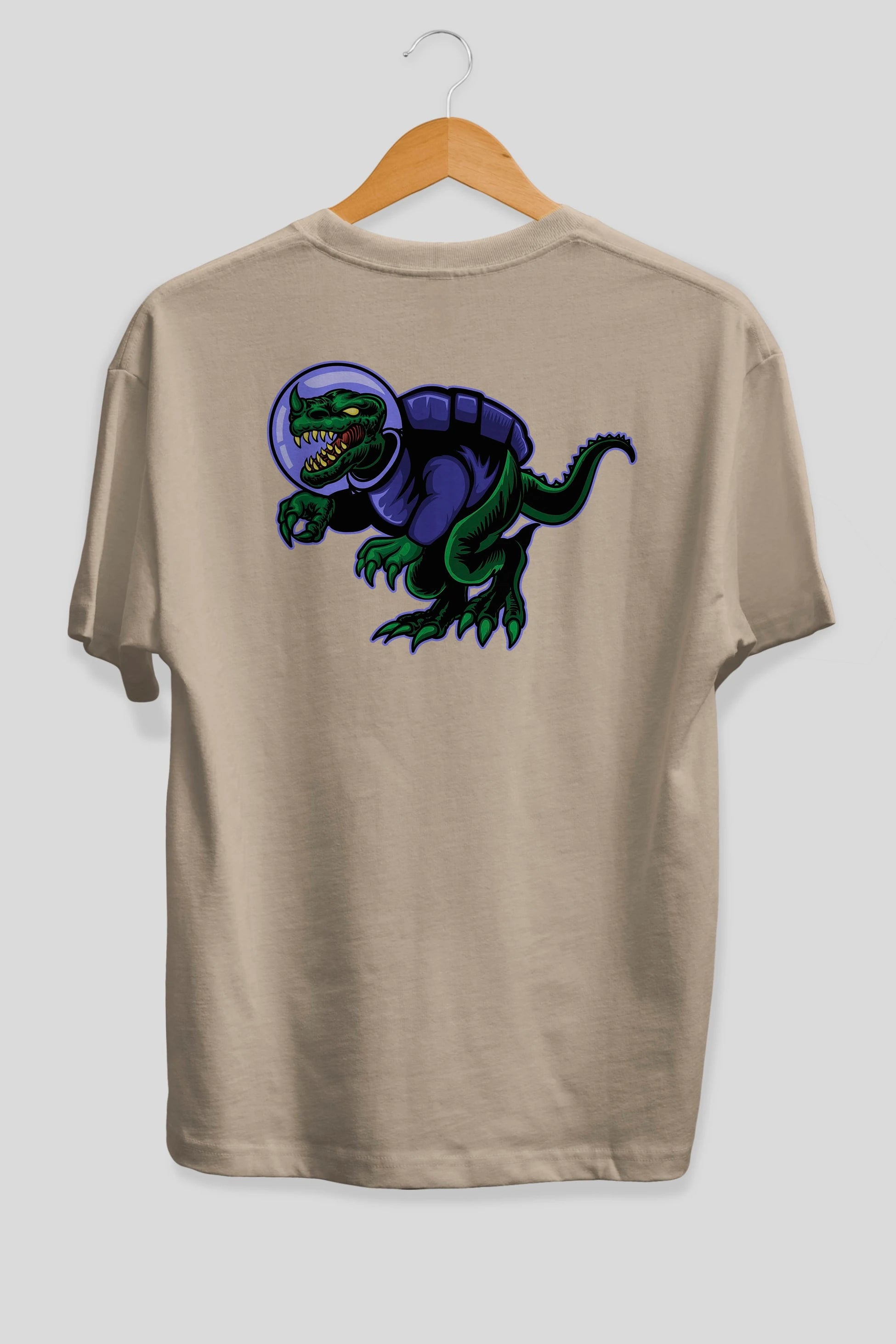 Space Dino Arka Baskılı Oversize t-shirt Erkek Kadın Unisex