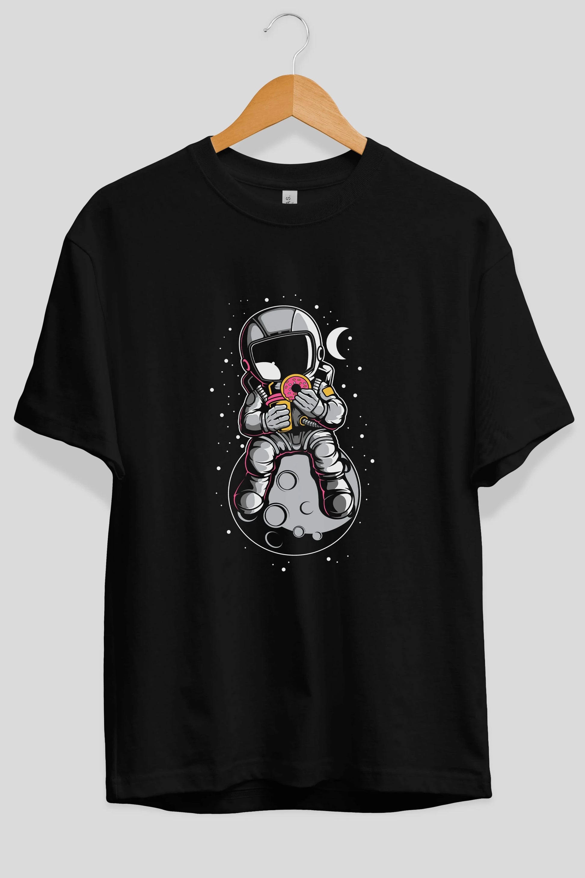 Astronaut Donuts Ön Baskılı Oversize t-shirt Erkek Kadın Unisex