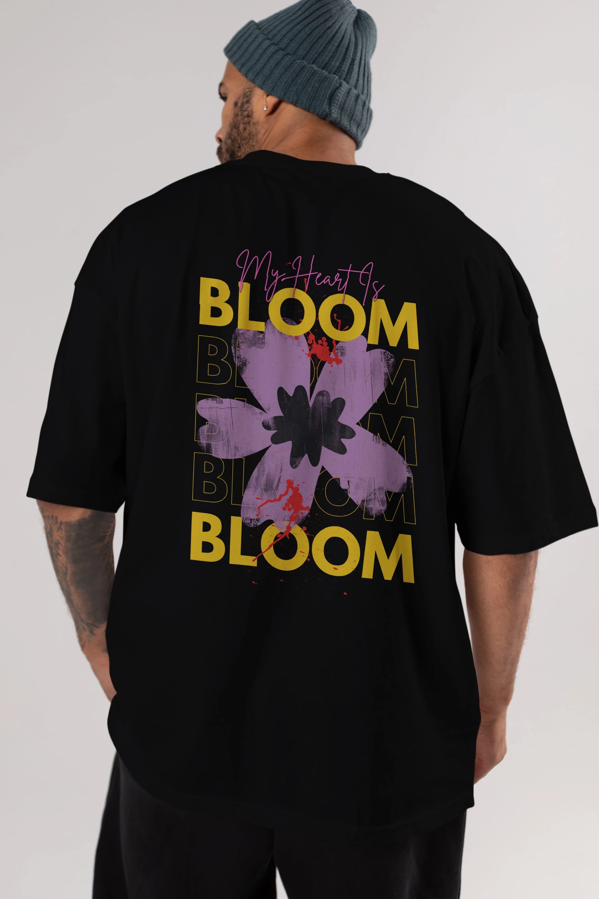 Bloom Yazılı Arka Baskılı Oversize t-shirt Erkek Kadın Unisex