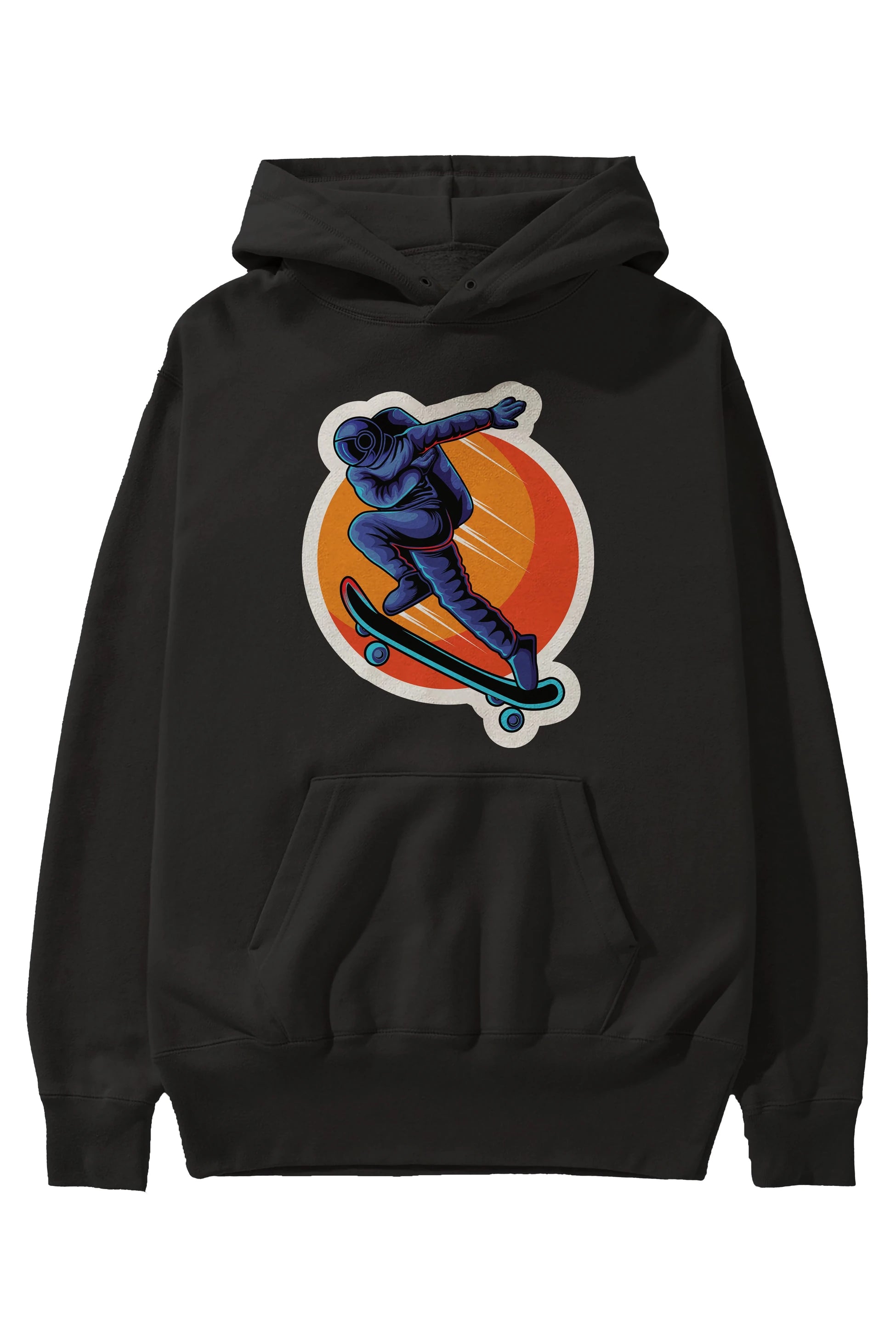 Astroskate Run Sticker Ön Baskılı Hoodie Oversize Kapüşonlu Sweatshirt Erkek Kadın Unisex