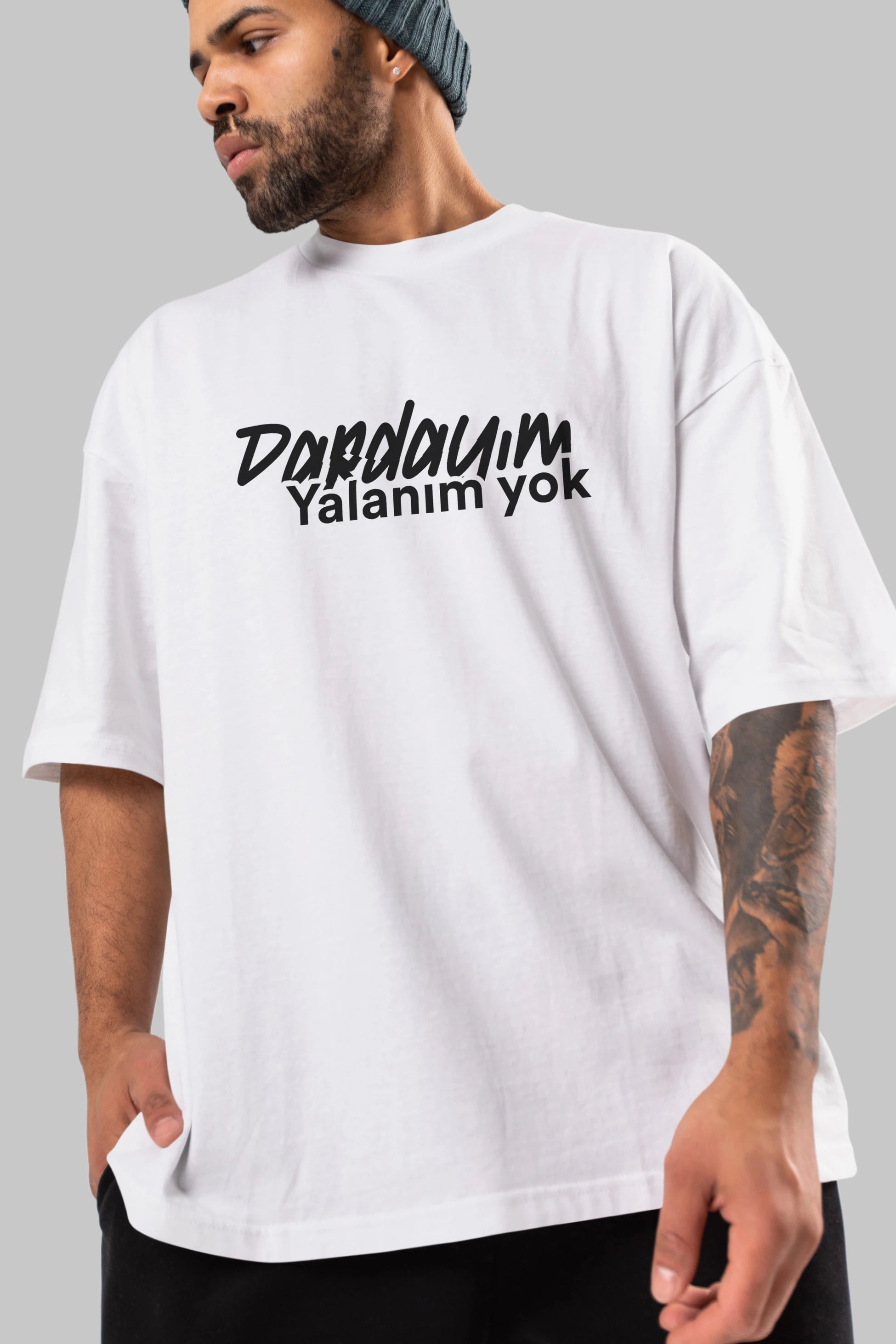 Dardayım Yalanım Yok Ön Baskılı Oversize t-shirt %100 pamuk Erkek Kadın Unisex