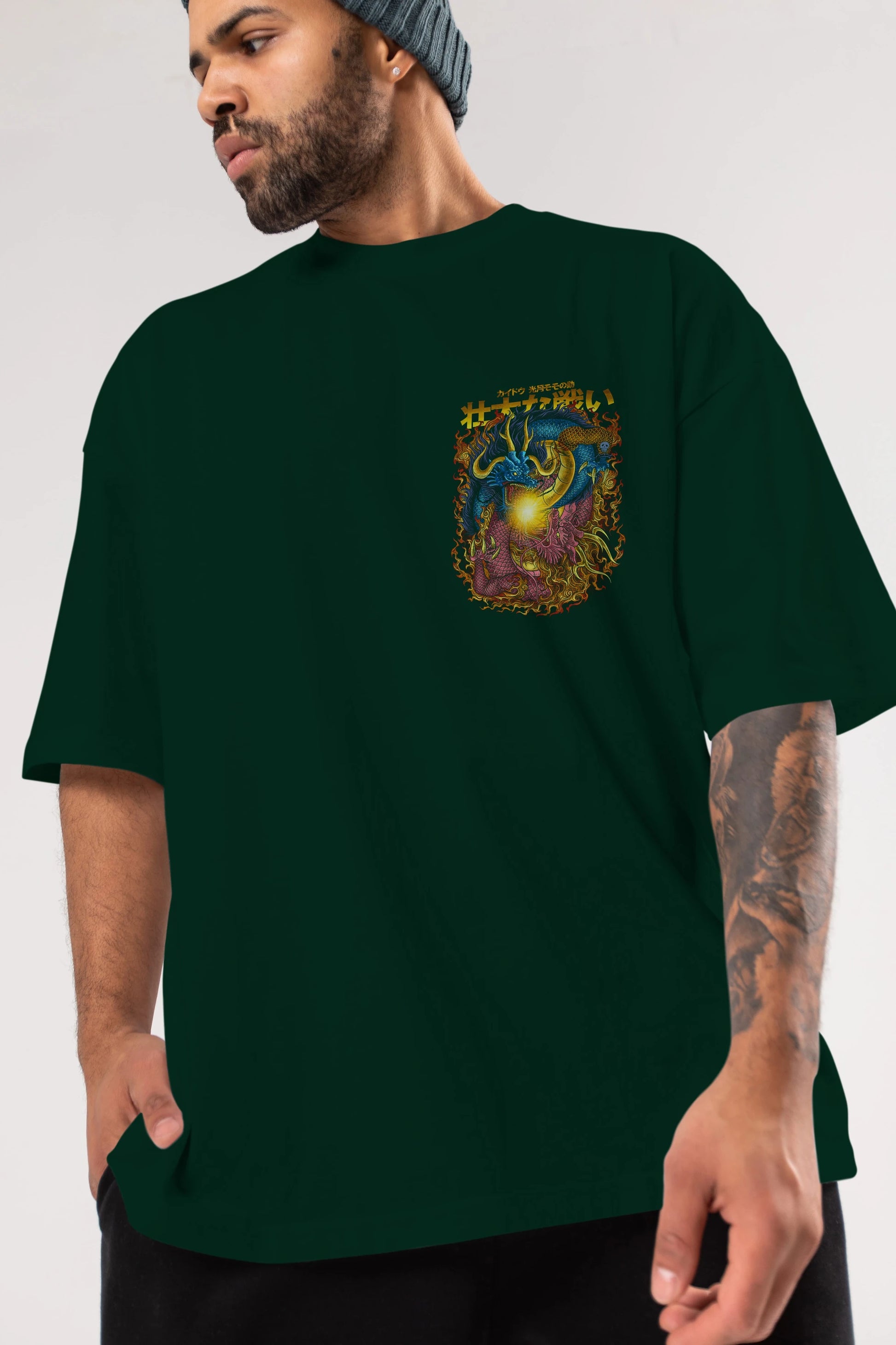 ONE PIECE (4) Ön Sol Baskılı Oversize t-shirt Erkek Kadın Unisex %100 Pamuk Bisiklet Yaka tişort