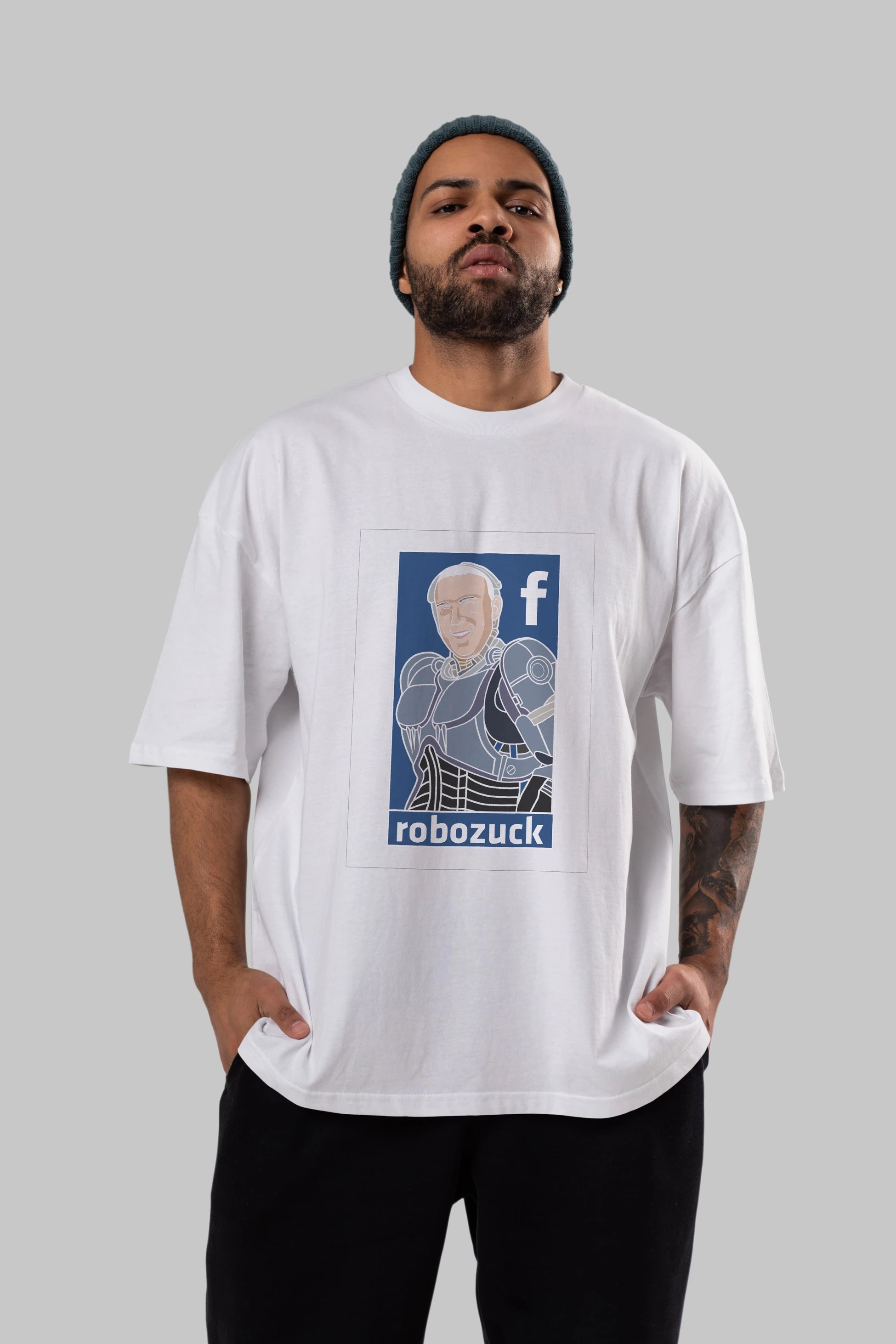 Robozuck Ön Baskılı Oversize t-shirt Erkek Kadın Unisex %100 Pamuk tişort