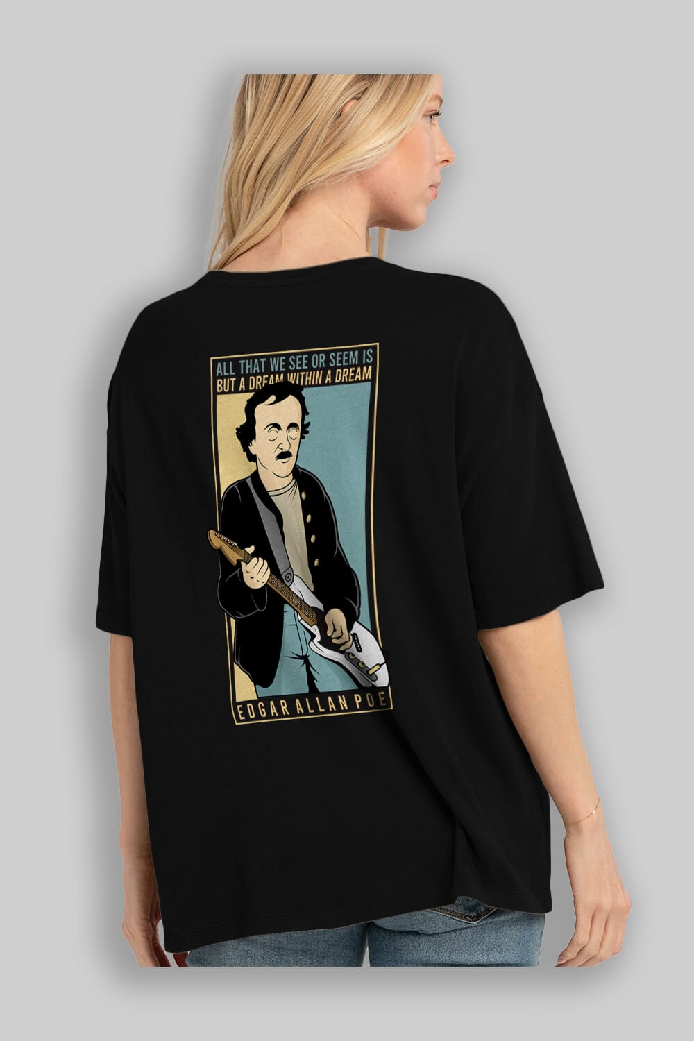 Edgar Alan Cobain Arka Baskılı Oversize t-shirt Erkek Kadın Unisex %100 Pamuk tişort