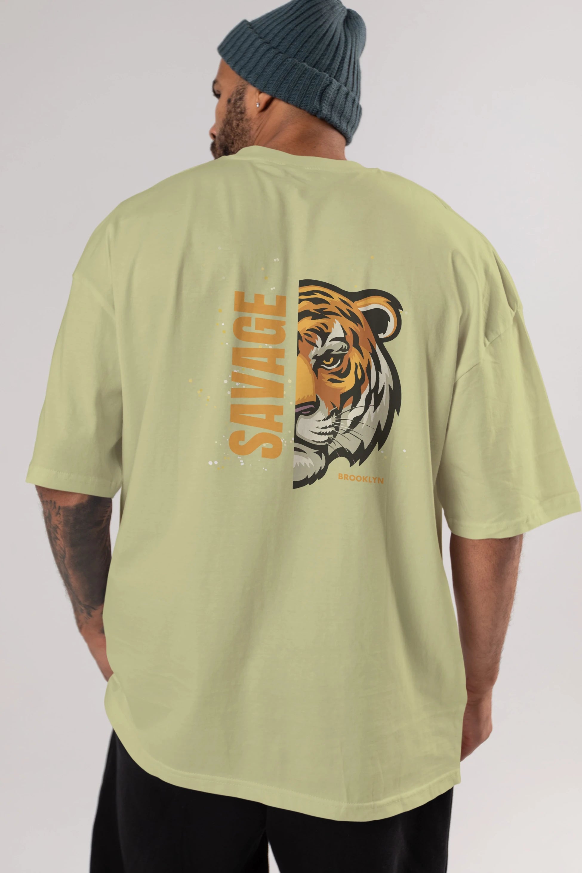 Savage Brooklyn Yazılı Arka Baskılı Oversize t-shirt Erkek Kadın Unisex