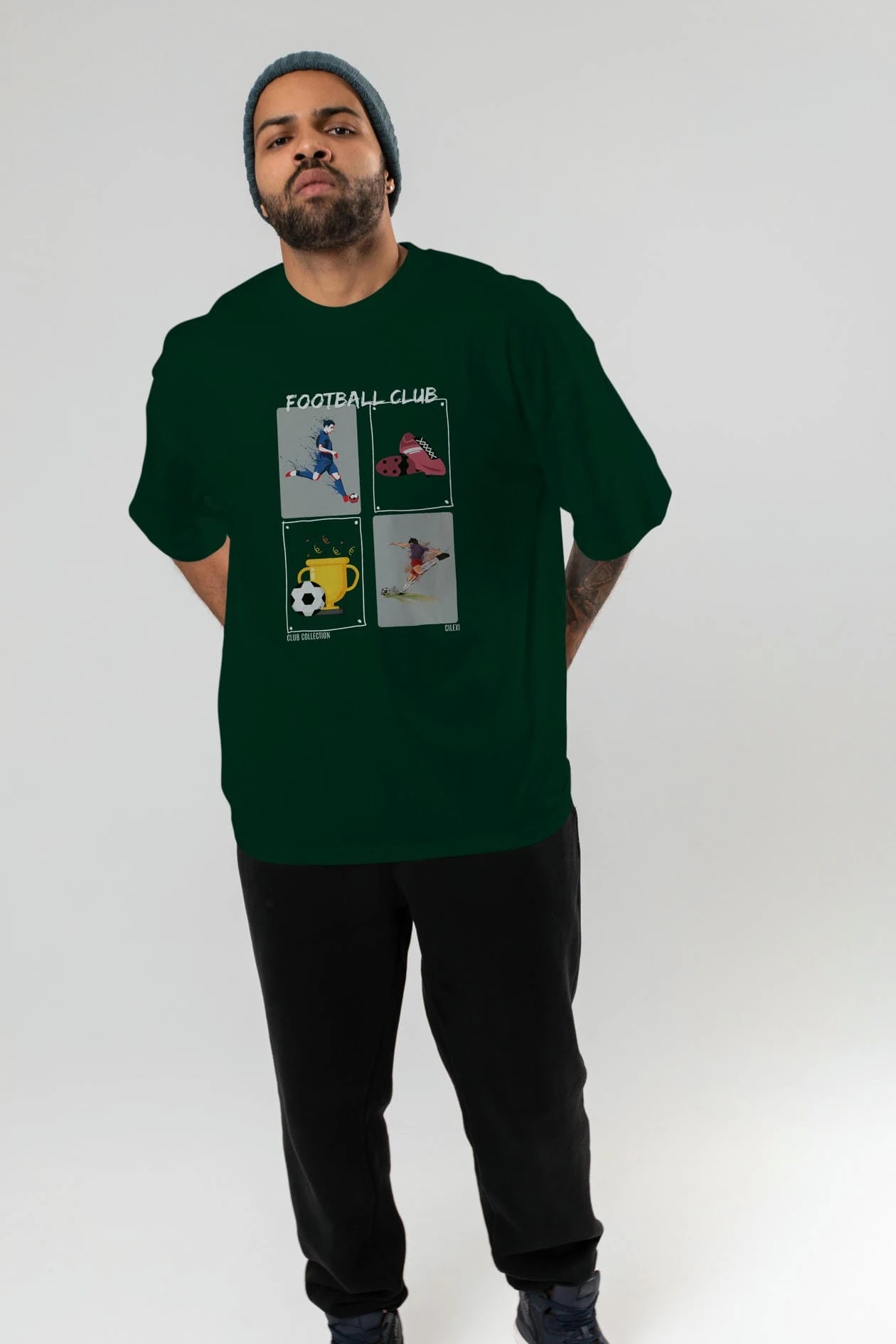 Football Club ön Baskılı Oversize t-shirt Erkek Kadın %100 Pamuk Bisiklet Yaka tişort