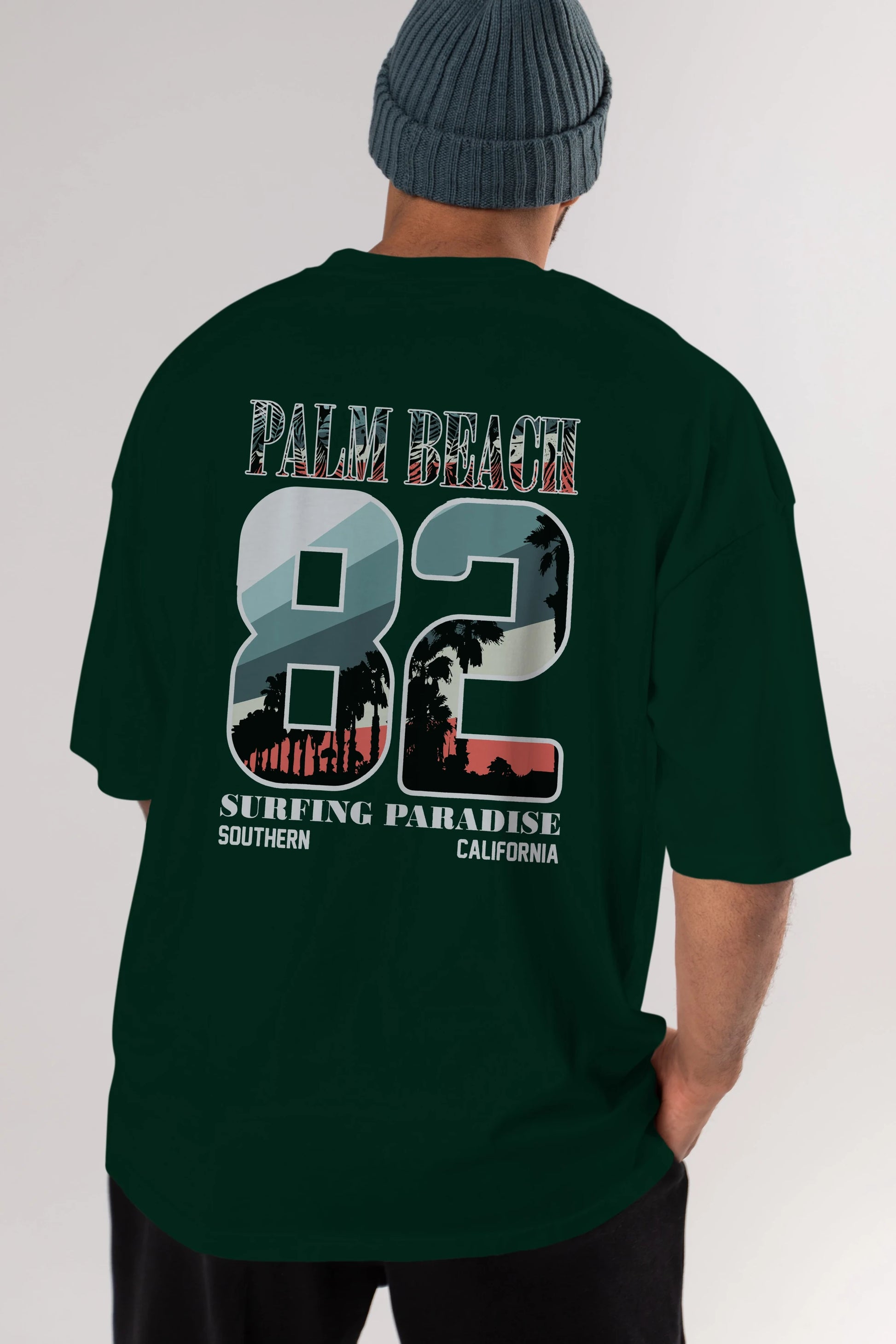 Palm Beach 82 Arka Baskılı Oversize t-shirt Erkek Kadın Unisex