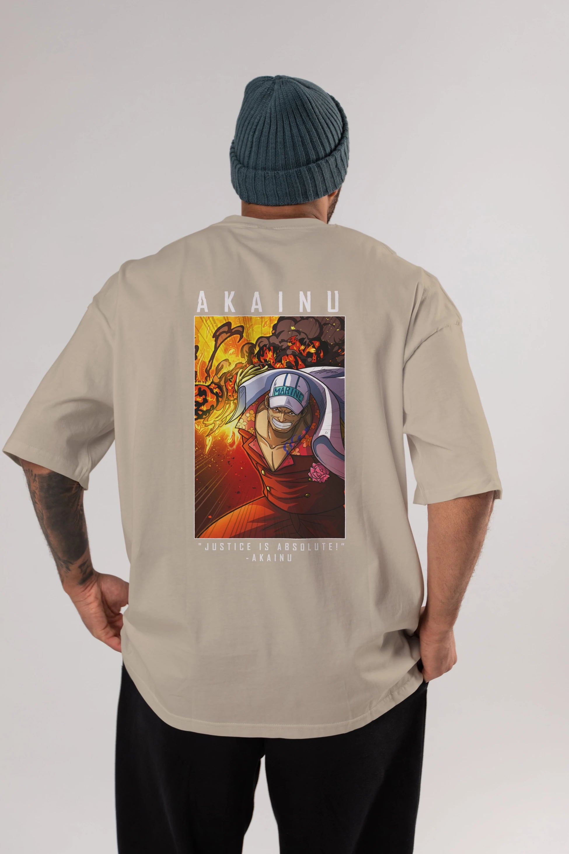Sakazuki Anime Arka Baskılı Oversize t-shirt Erkek Kadın Unisex %100 pamuk tişort