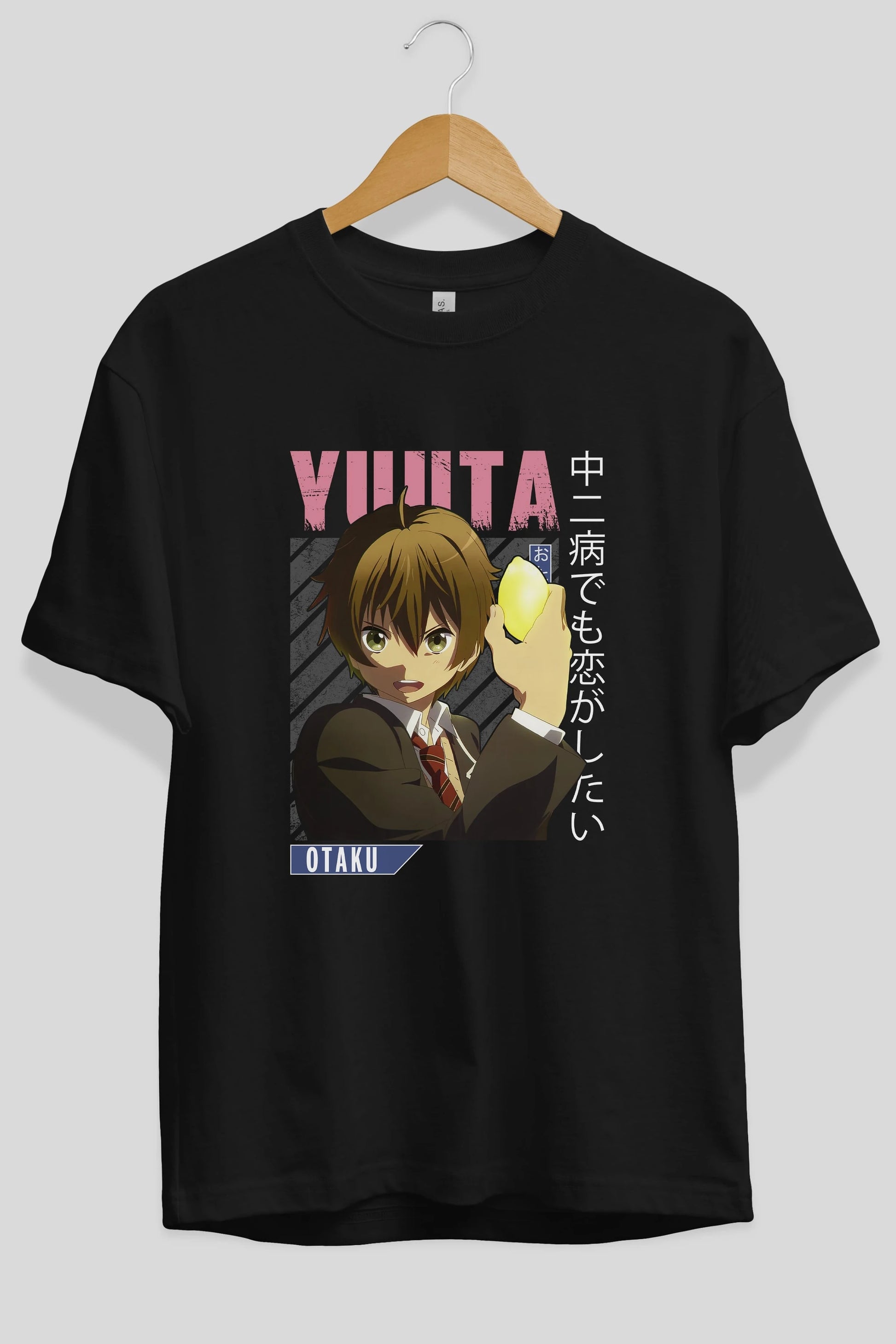 Yuuta Togashi 2 Anime Ön Baskılı Oversize t-shirt %100 pamuk Erkek Kadın Unisex