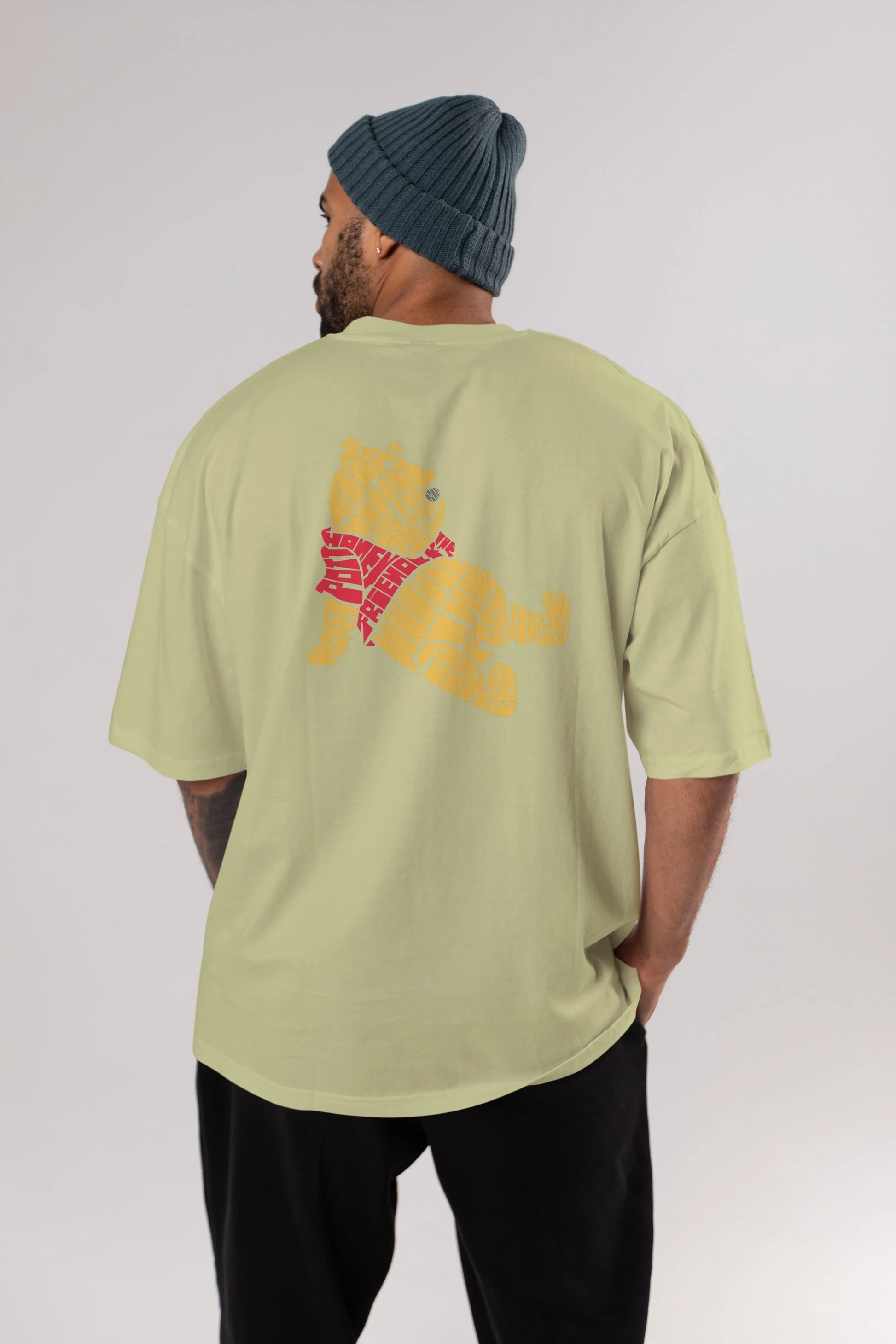 Winnie The Pooh Arka Baskılı Oversize t-shirt %100 pamuk Erkek Kadın Unisex