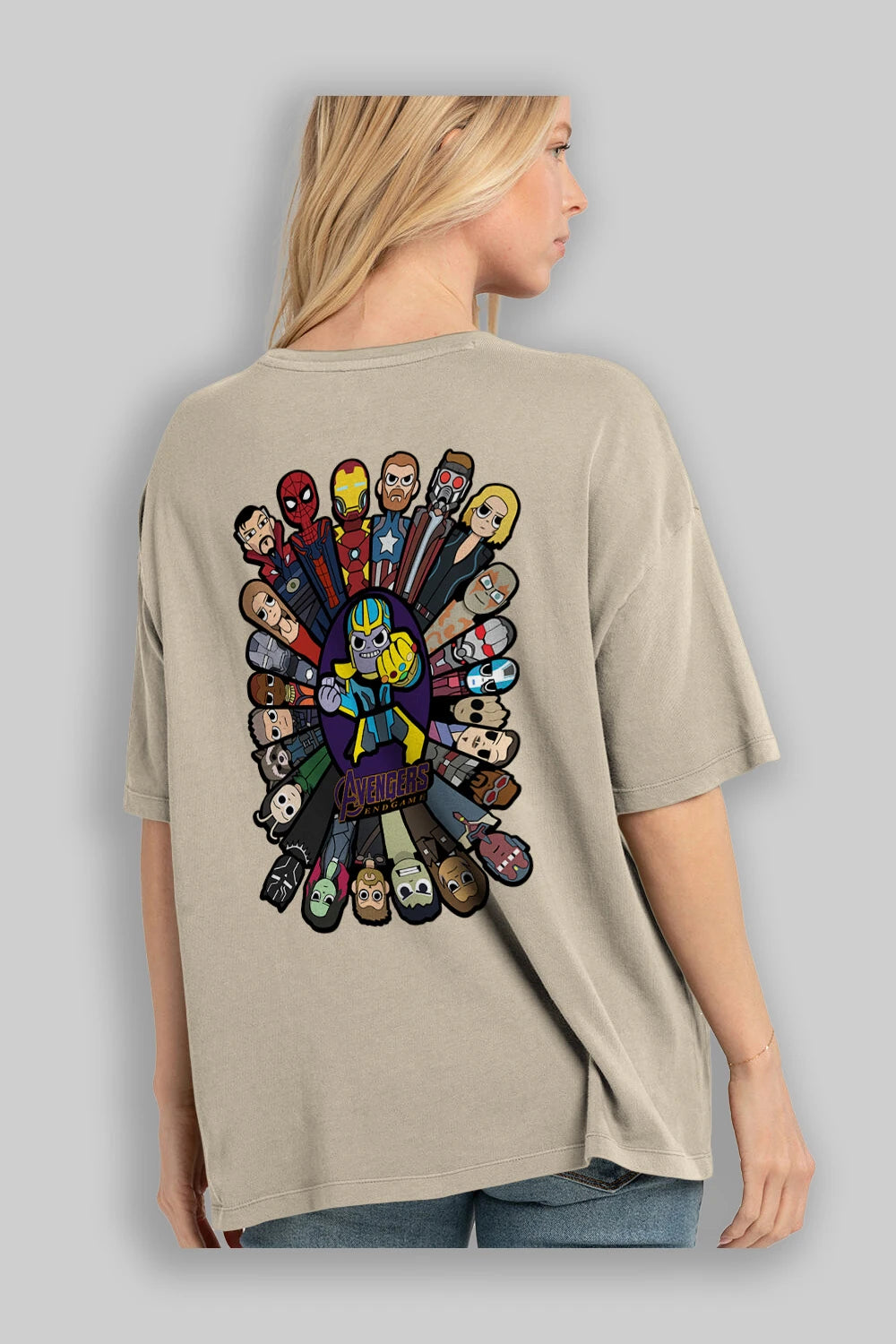 The Avengers (2) Arka Baskılı Oversize t-shirt Erkek Kadın Unisex %100 Pamuk Bisiklet Yaka tişort