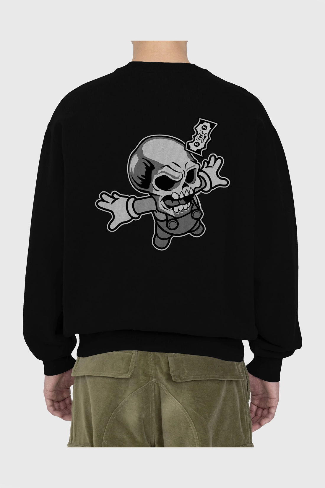 Skull Drowning Arka Baskılı Oversize Sweatshirt Erkek Kadın Unisex