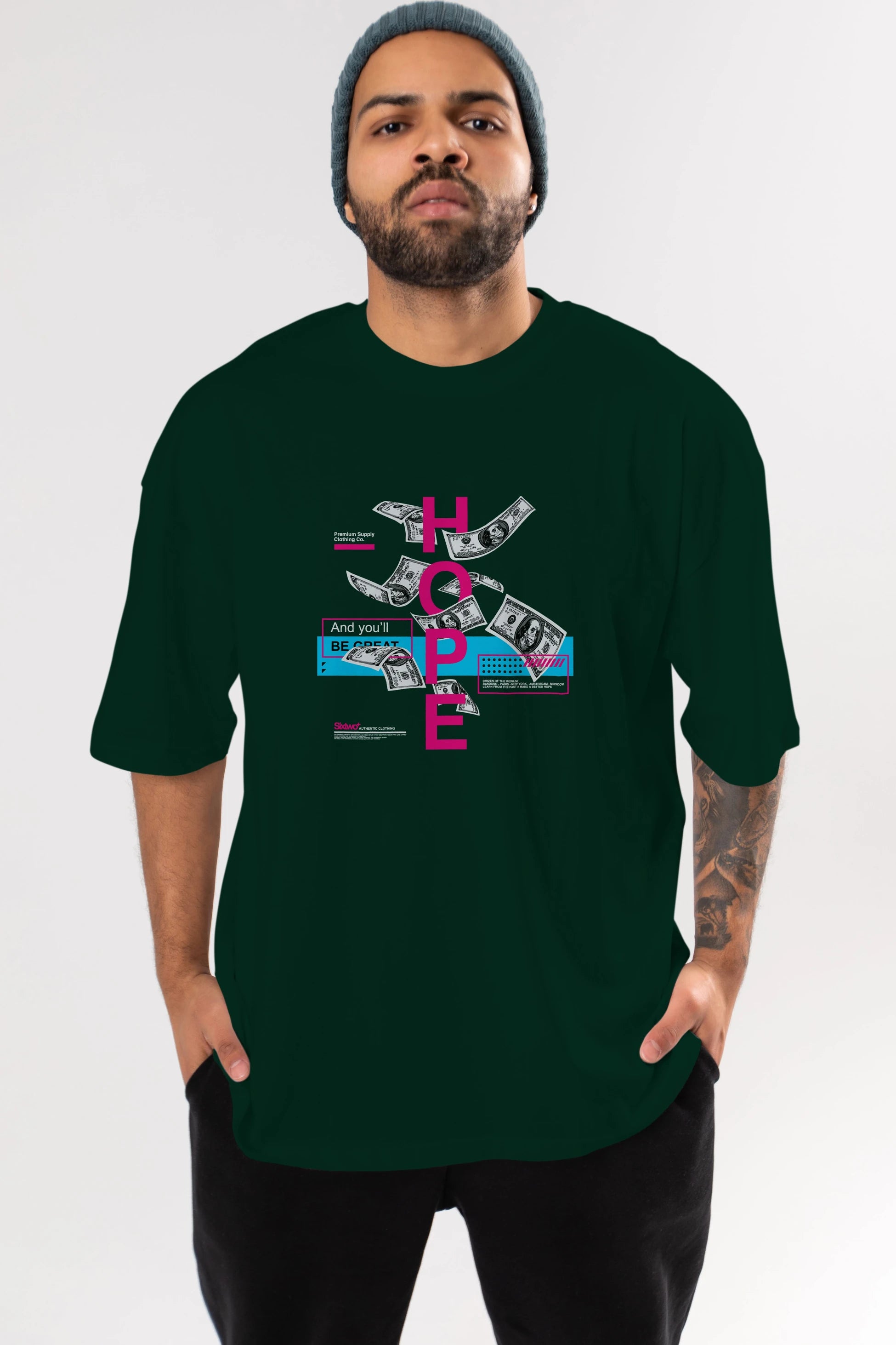 Hope Ön Baskılı Oversize t-shirt Erkek Kadın Unisex