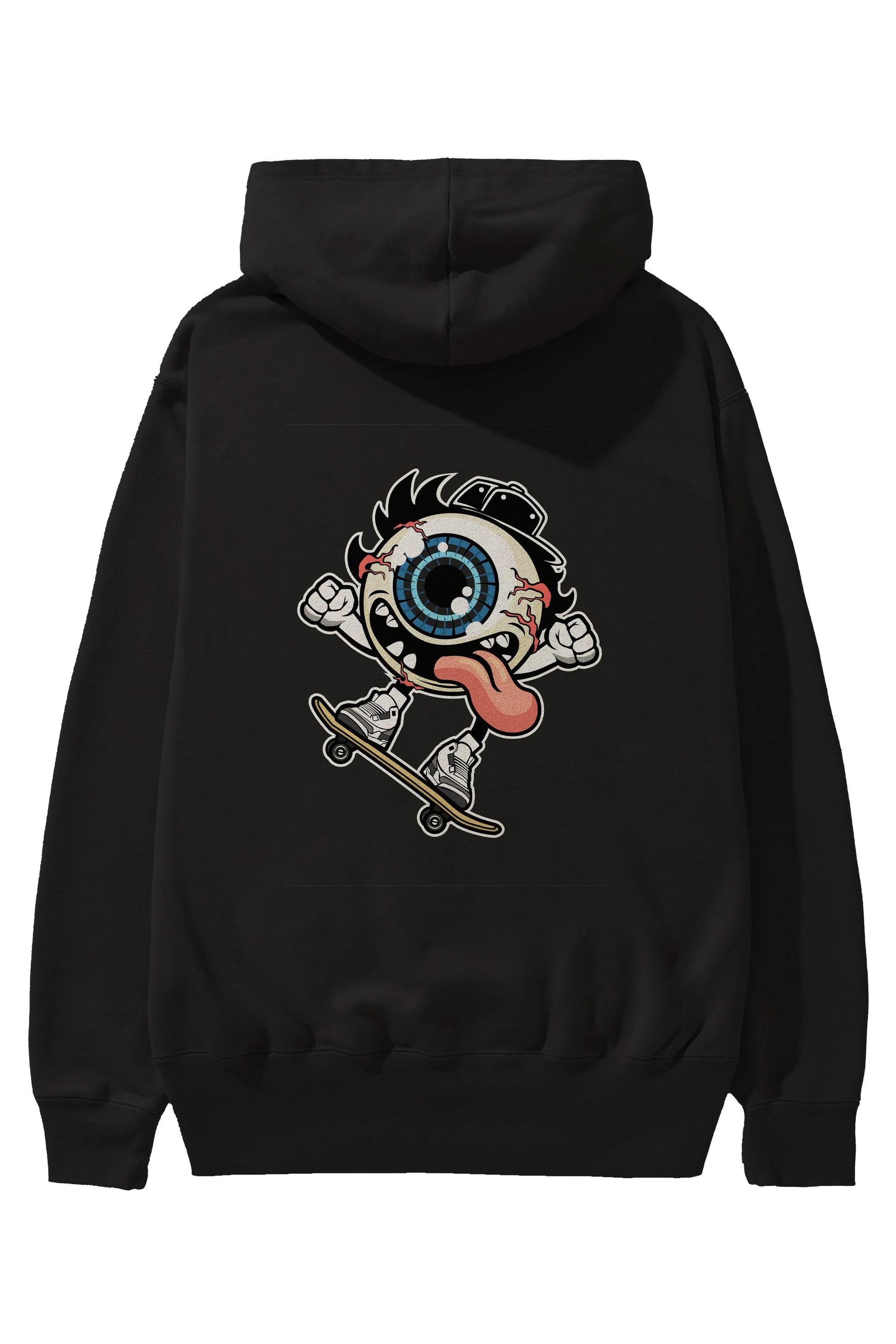 Eye Ball Skater Arka Baskılı Hoodie Oversize Kapüşonlu Sweatshirt Erkek Kadın Unisex