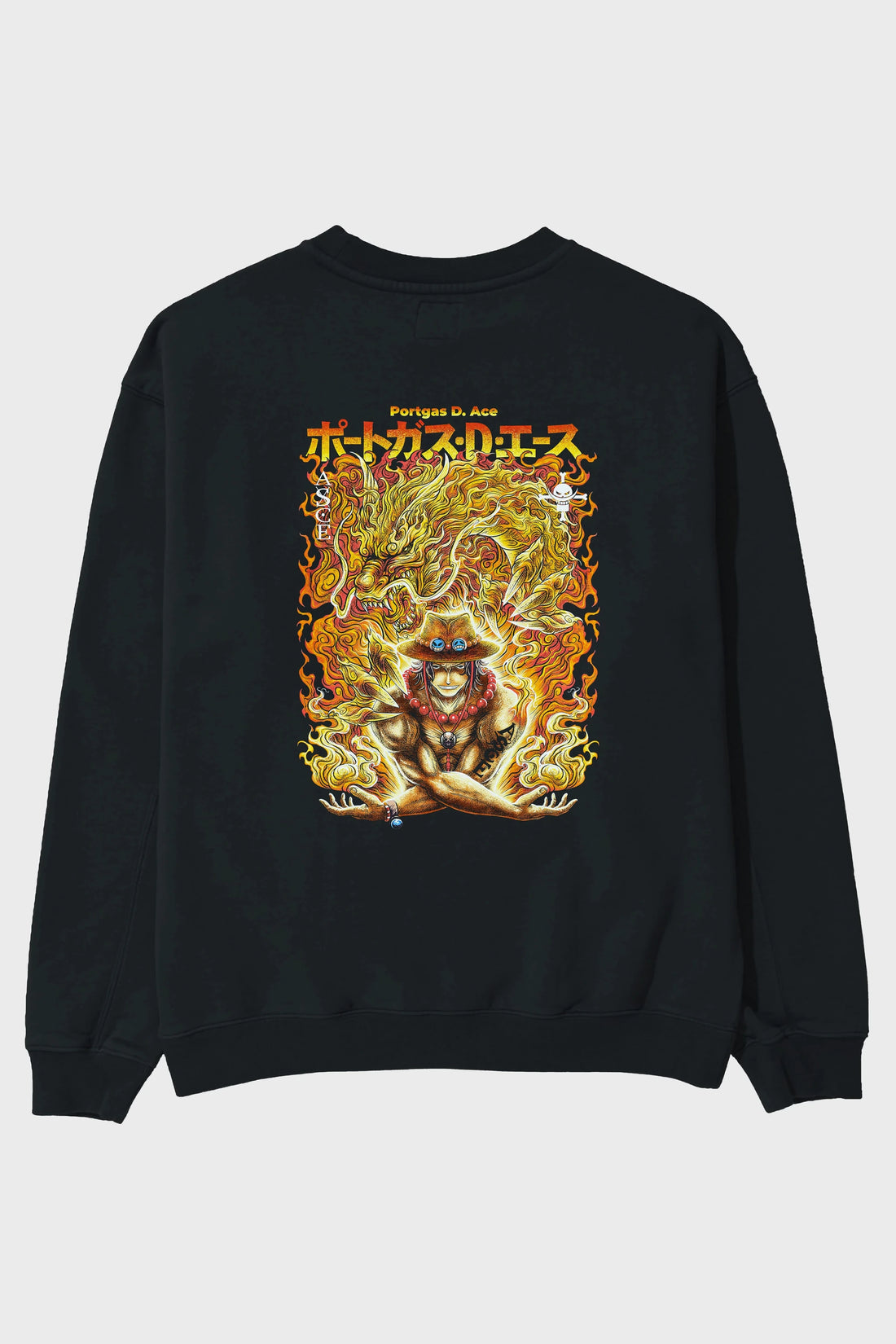 PORTGAS D. ACE Anime Arka Baskılı Oversize Sweatshirt Erkek Kadın Unisex