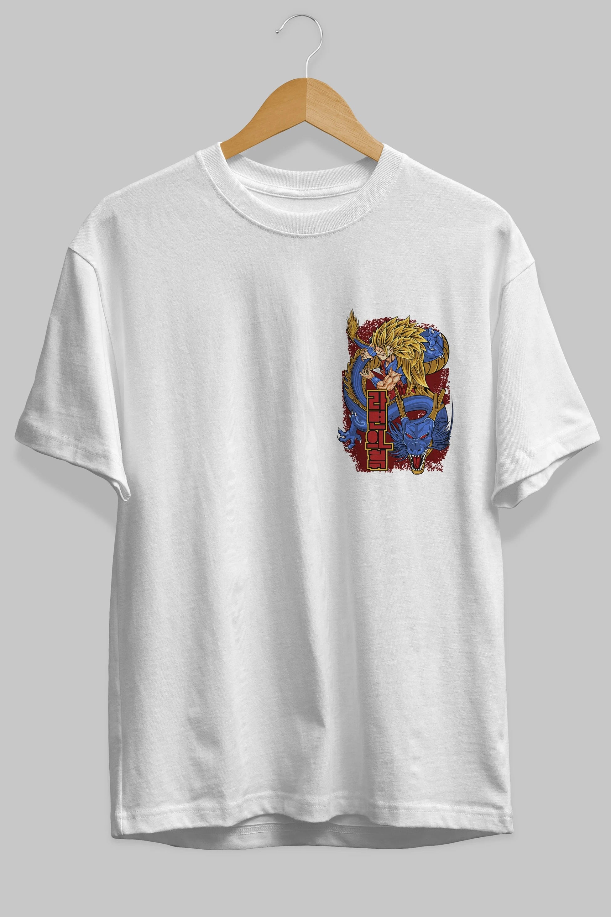 DRAGON BALL Z Ön Sol Baskılı Oversize t-shirt Erkek Kadın Unisex %100 Pamuk Bisiklet Yaka tişort