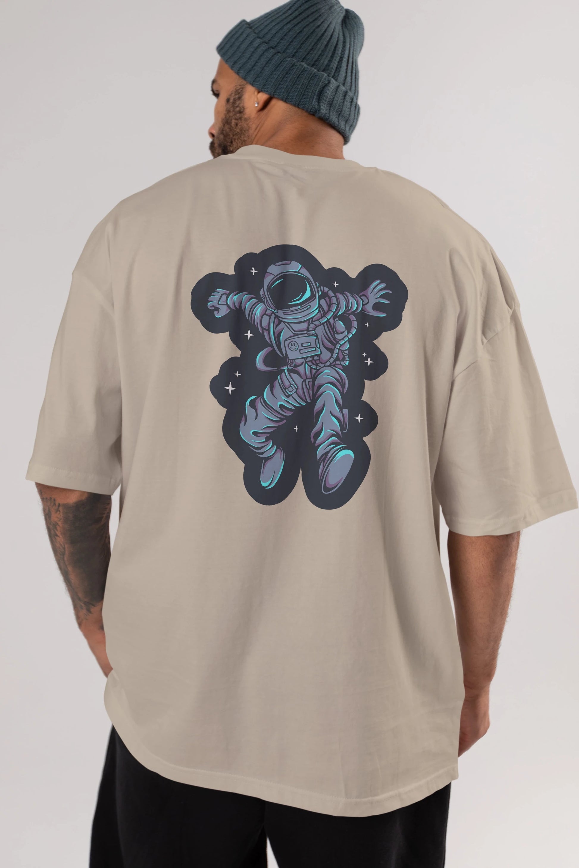Astrostars sticker Arka Baskılı Oversize t-shirt Erkek Kadın Unisex