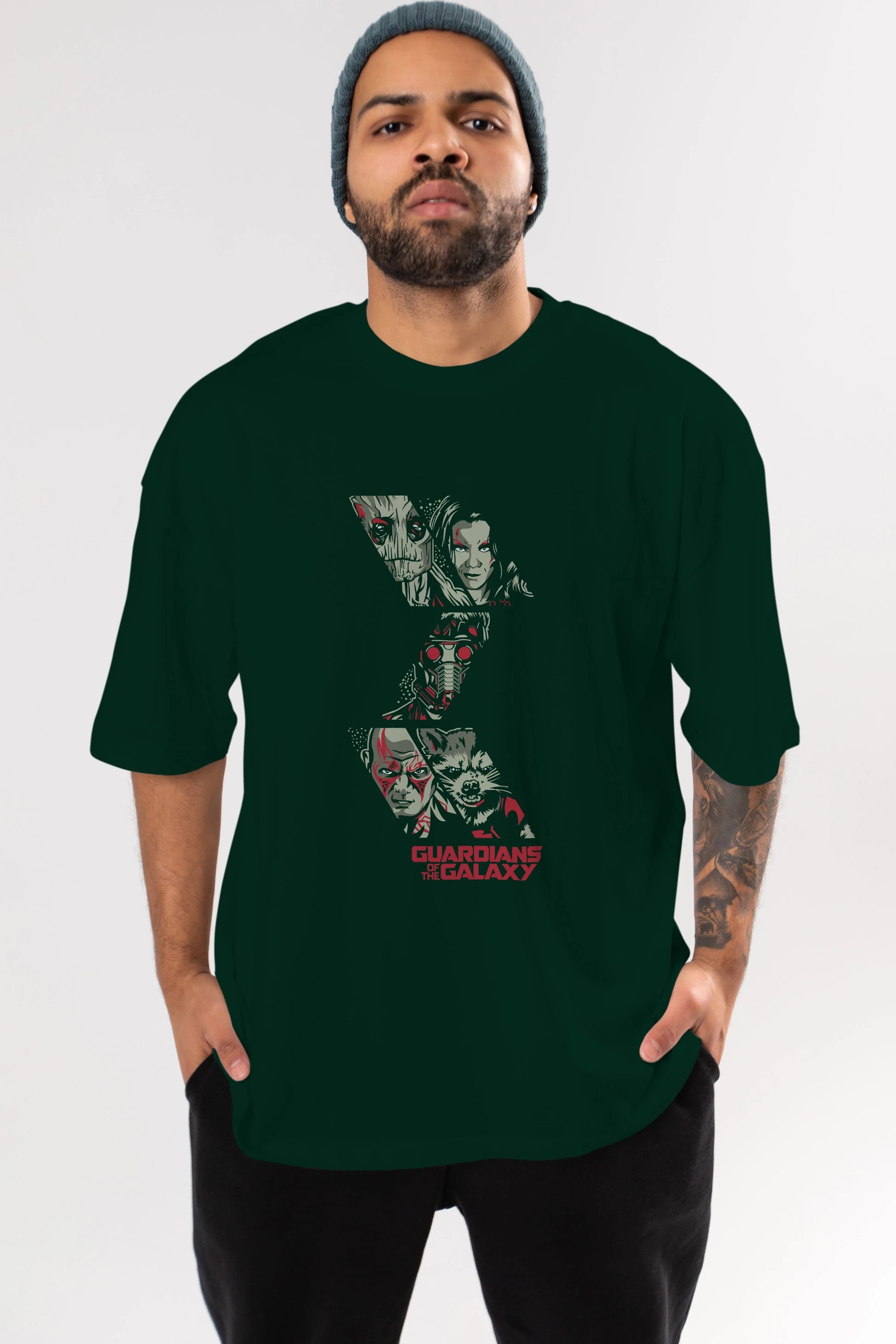 Guardians of The Galaxy (2) Ön Baskılı Oversize t-shirt Erkek Kadın Unisex %100 Pamuk Bisiklet Yaka tişort