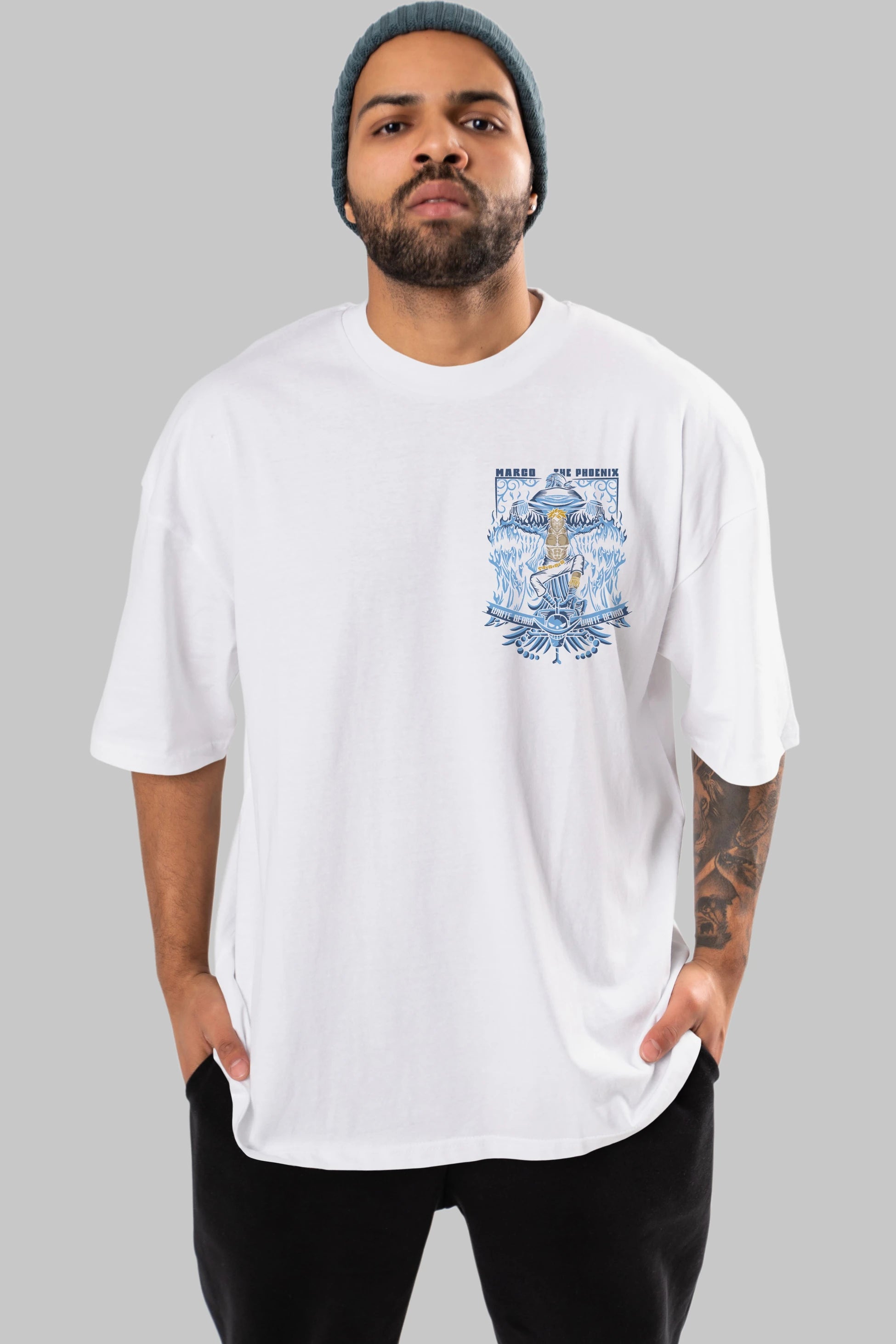 MARCO EL FENIX One Piece Ön Sol Baskılı Oversize t-shirt Erkek Kadın Unisex %100 Pamuk Bisiklet Yaka tişort